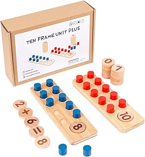 Pretty Kaurv Wooden Ten-Frame Math Toys Montessori Ten Frames Counting Peg Counting Games Educational Calculation Boards Color Sorting for Kids Over 3 Years Old Wooden Ten-Frame Math Toys