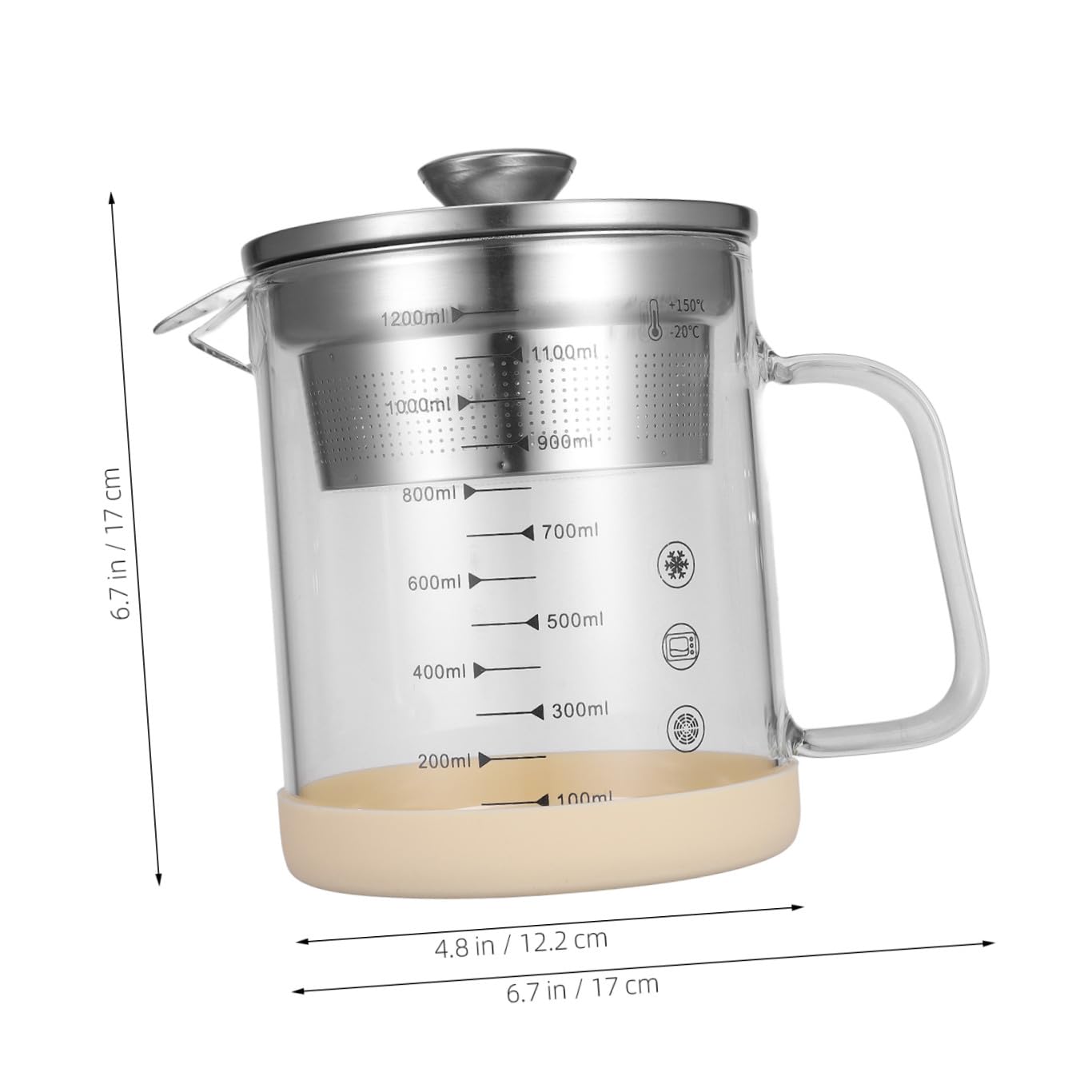 Alipis Fettabscheider Küchenfettsieb 1200ml aus Glas und Edelstahl zur Fetttrennung und Ölaufbewahrung mit Feinem Sieb für Küche und Sojamilchfilter