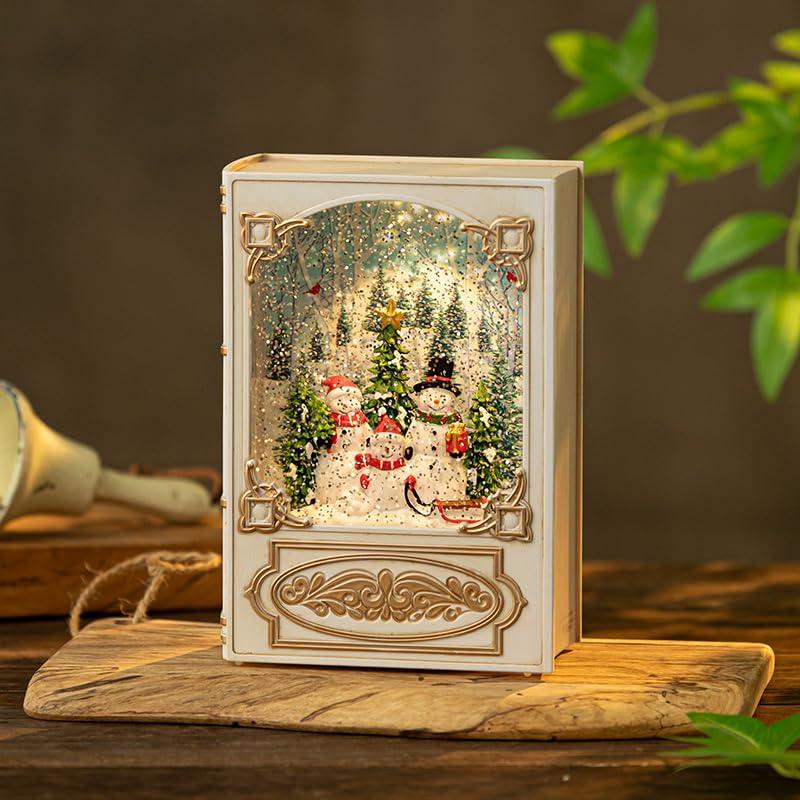 Amazon.co.jp: クリスマス飾り オルゴール スノードーム 図書型 音楽