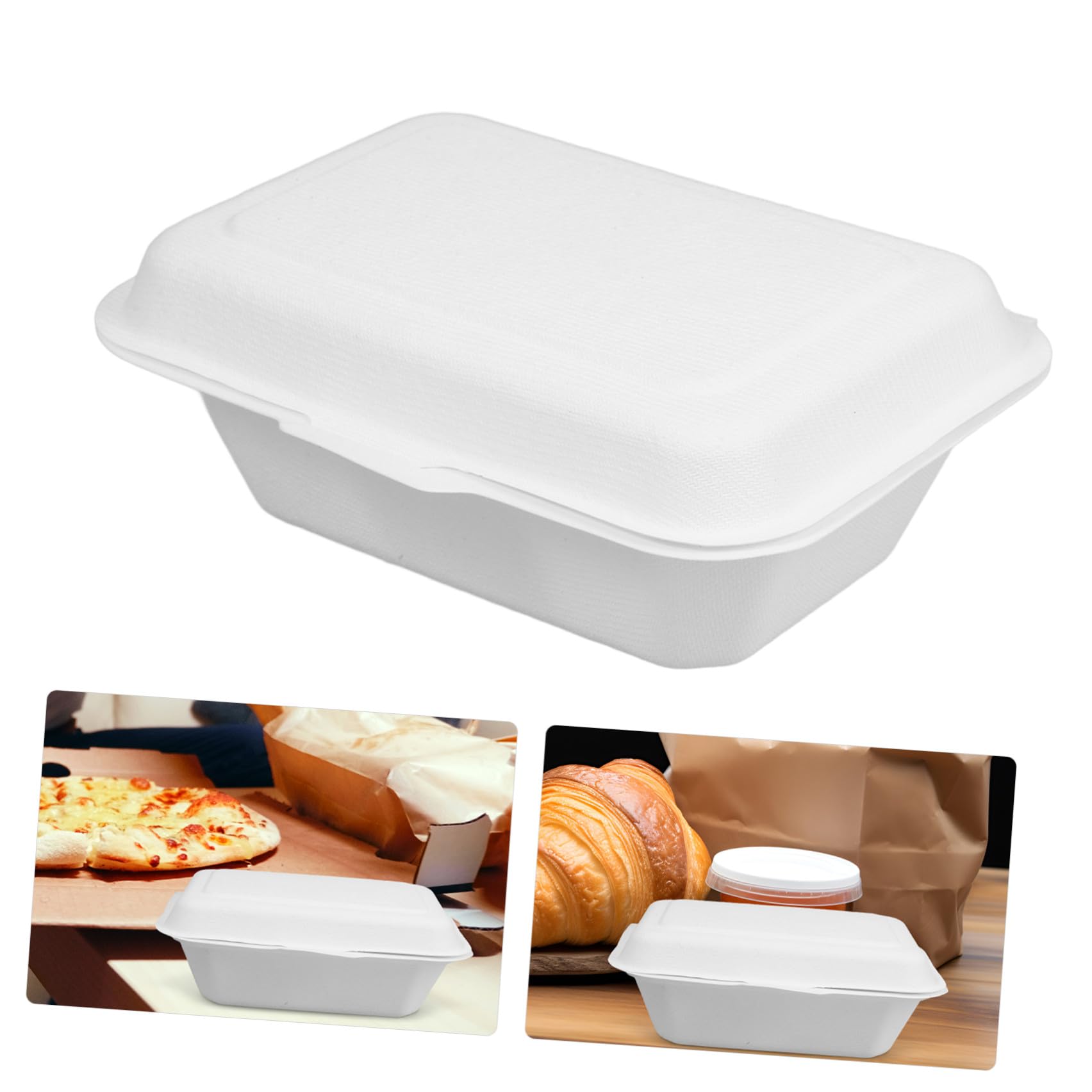 Scatole Monouso per Alimenti da Asporto 600ml, 50 Pezzi in Carta | Bianco, Capacità 600ml, Facili da Trasportare, per Confezionare Dolci e Pasti da Asporto