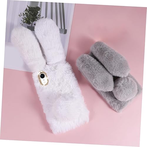Miniatura 6 de Mikikit Funda protectora de moda para XR, funda protectora de moda para niñas, funda de teléfono de conejo sintético de color blanco, delgada,