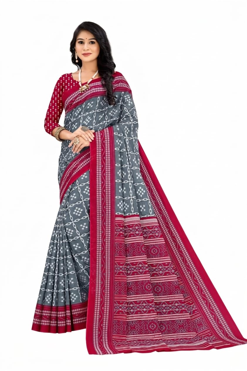 Elegant Grey & Maroon Pasapalli Style Cotton Silk Saree with Traditional Ikkat Borders-picture-16