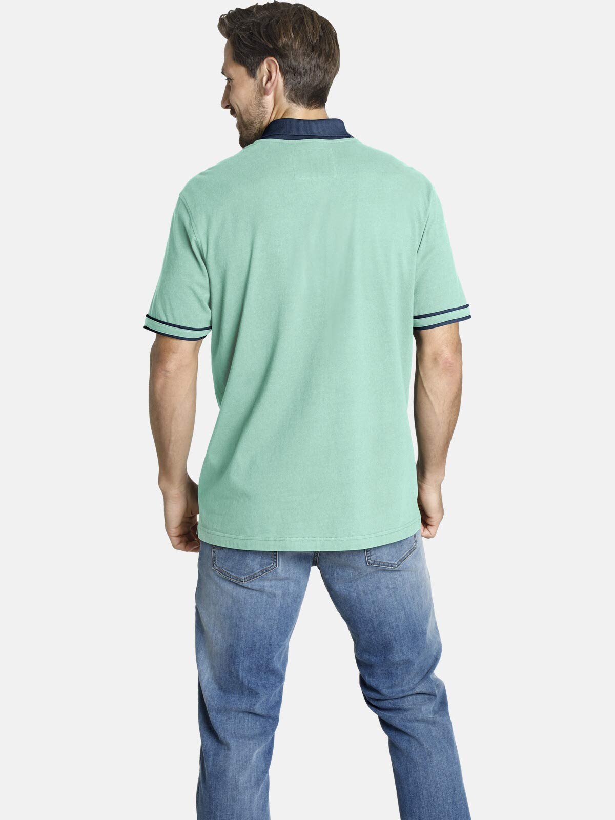 Jan Vanderstorm Herren Poloshirt Isfried | aus 100% Baumwolle | Polokragen und Knopfleiste in Kontrastdesign | Kurzarm -Polohemd | große Größen von L-7XL Comfort Fit