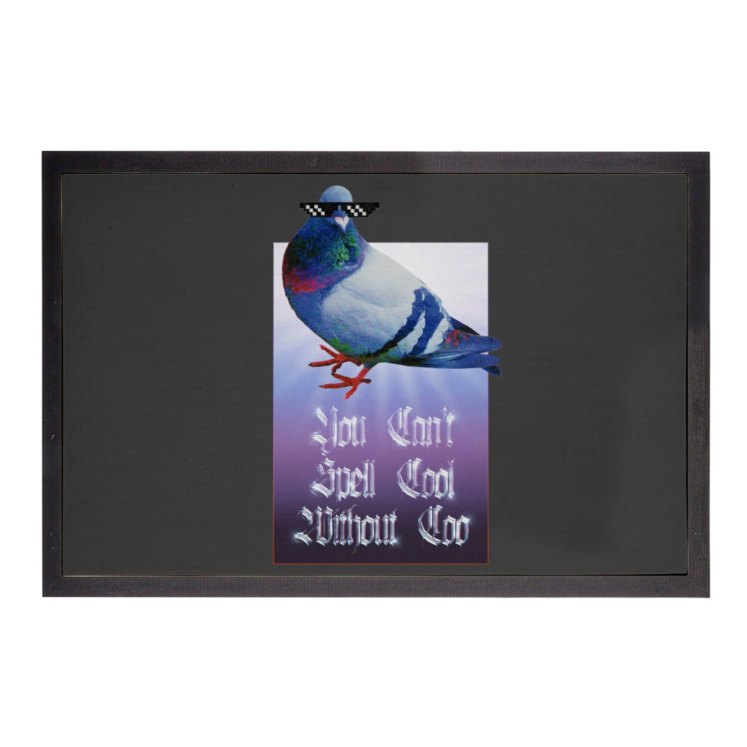 Paillasson noir 60x40cm antidérapant et robuste motif pigeon