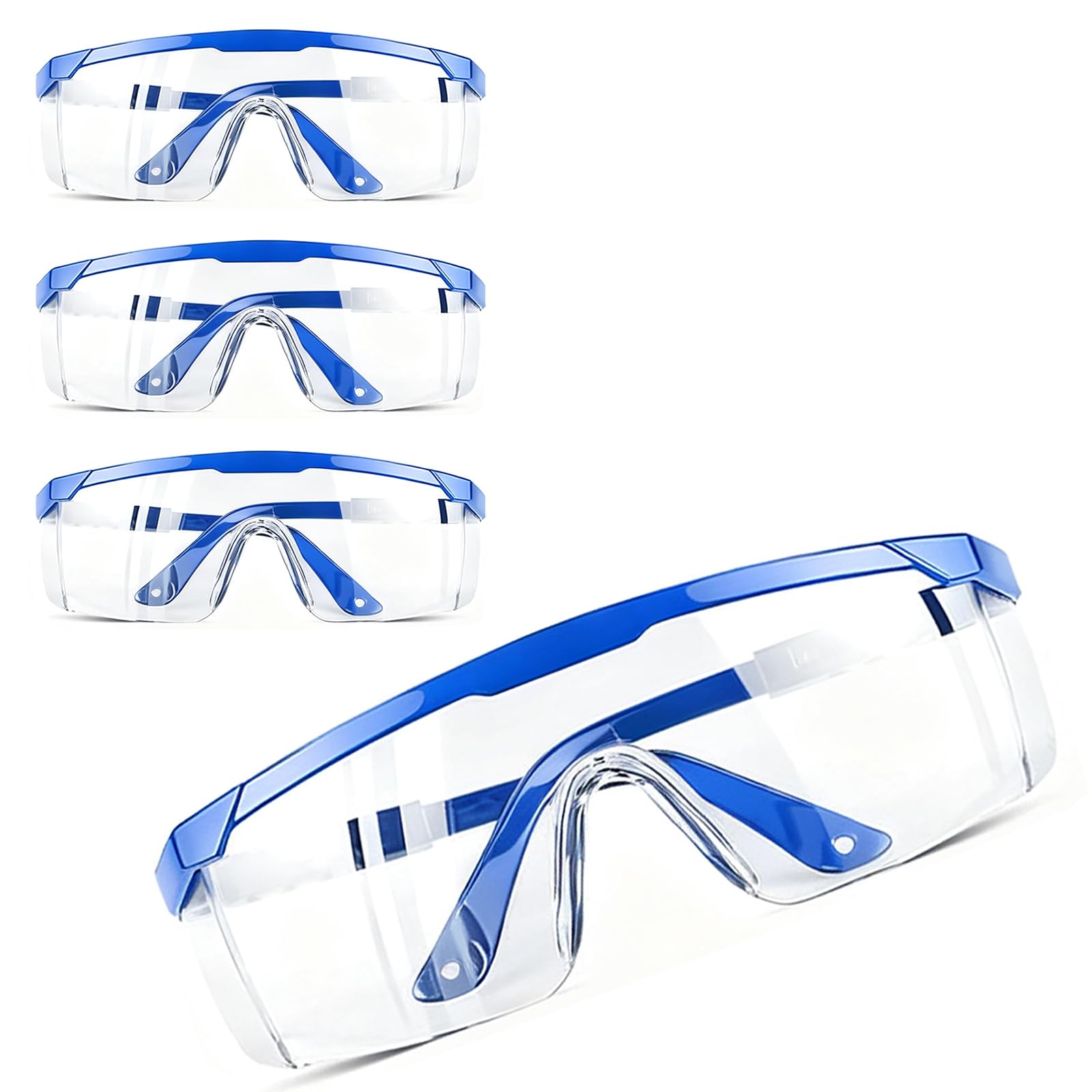 Gafas de seguridad transparentes antivaho, certificadas industriales, ligeras (paquete de 4)