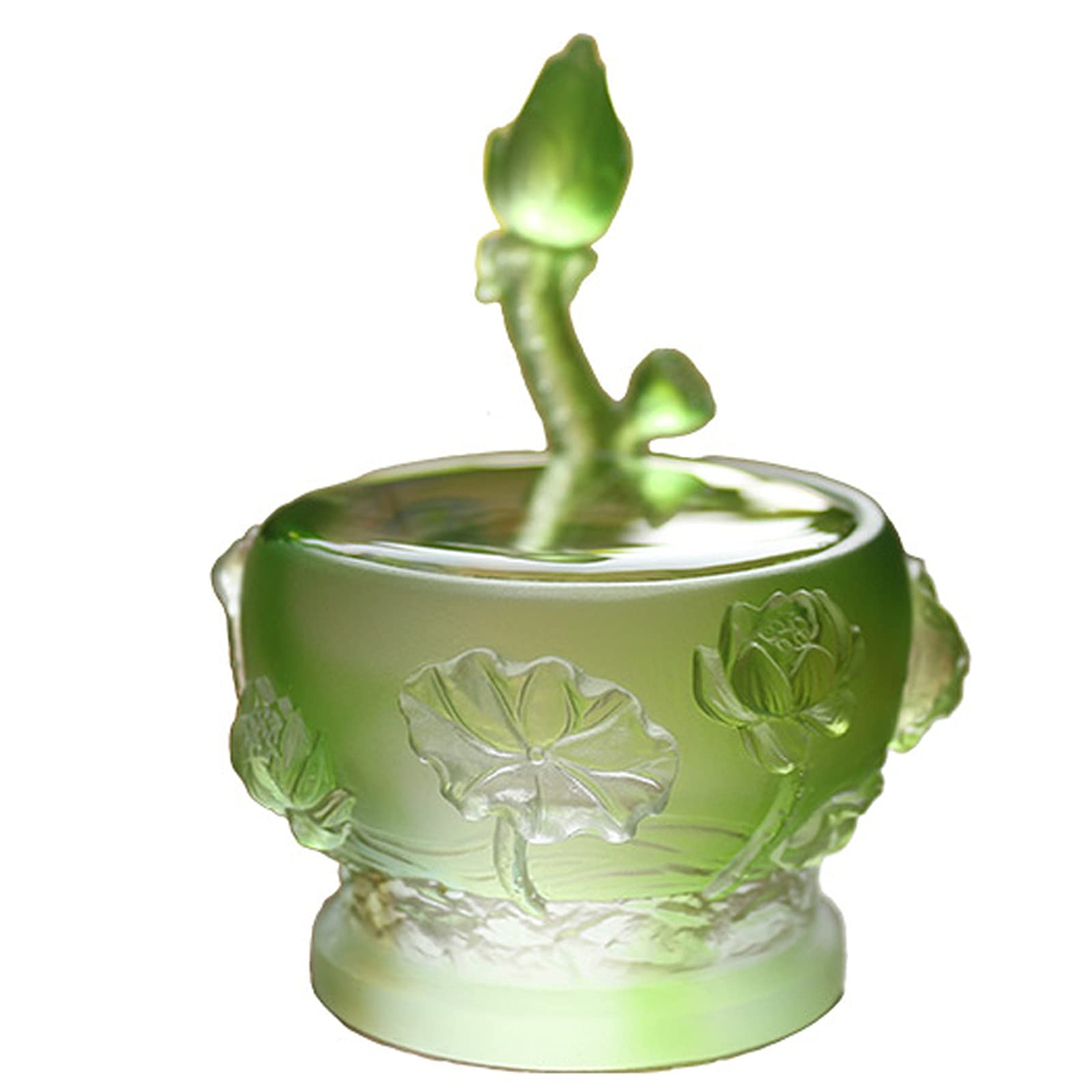 SBJKLYRN Candleholder, Retro Method Glass Relief Lotus Bowl for Buddha Lamp In Front of Buddha Utensil Butter Lamp Base