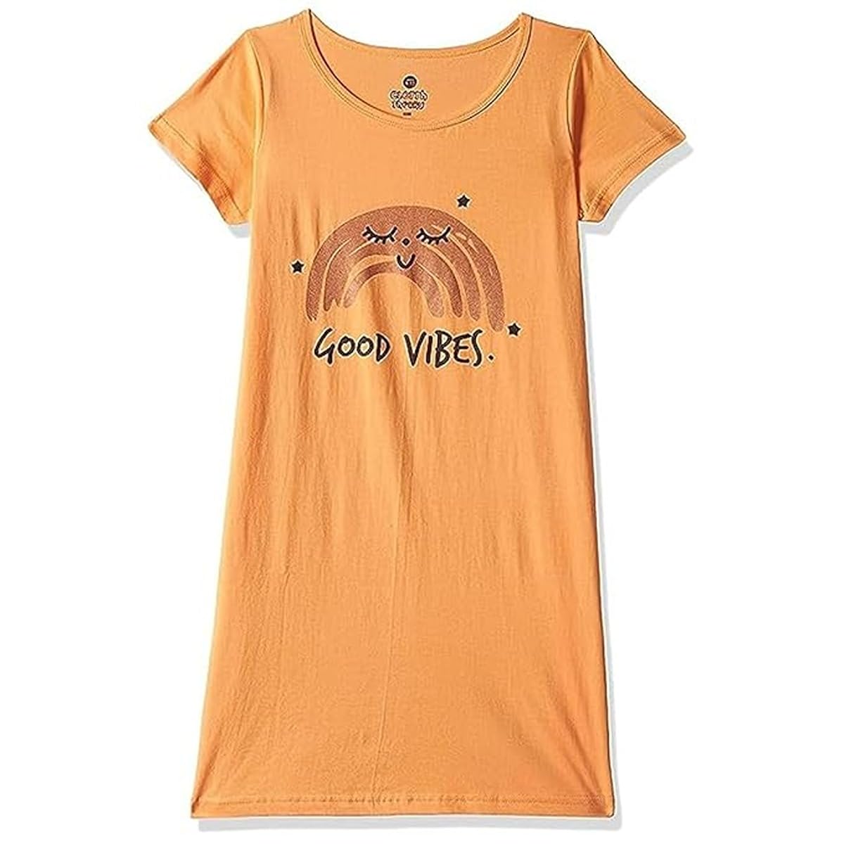 Cloth Theory Cotton Knee Length Girls T-Shirt Nightdress Regular Nightgown (CTGSW_023_Orange & A.J.Blue_9-10 Years) - Image 3 thumbnail