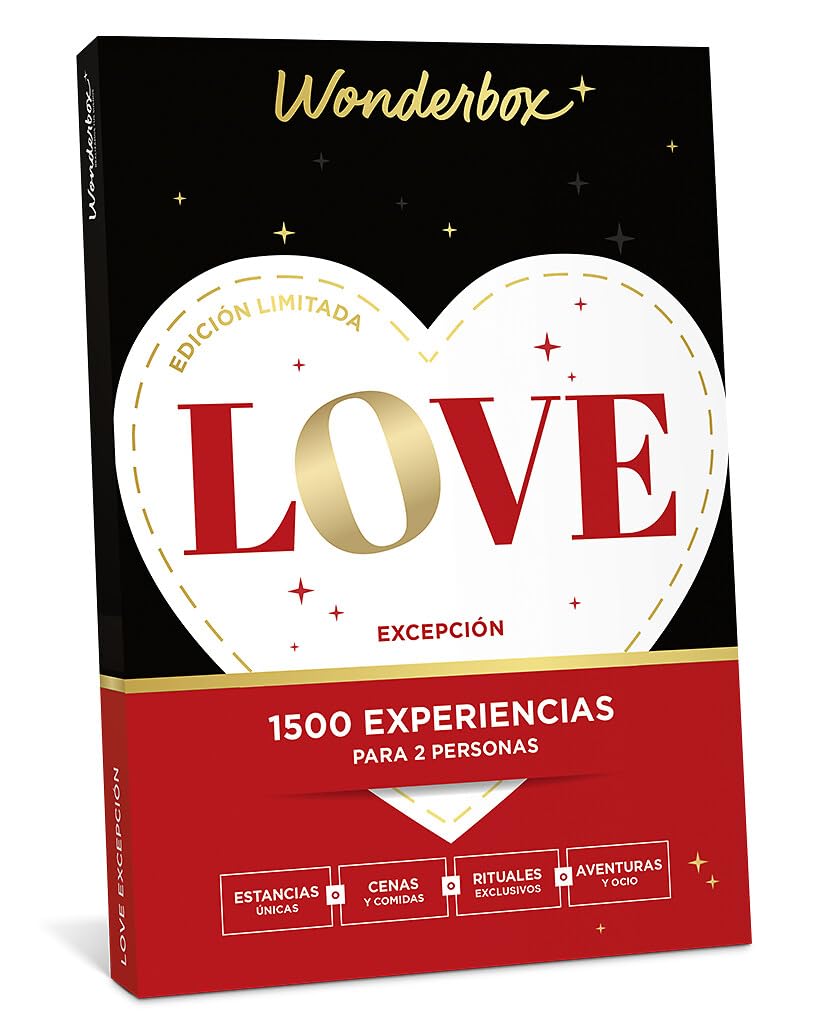 WONDERBOX - Caja Regalo - Love excepción- 1 Noche o 1 Actividade en Pareja - 1500 experiencias - Ideas Regalo Pareja