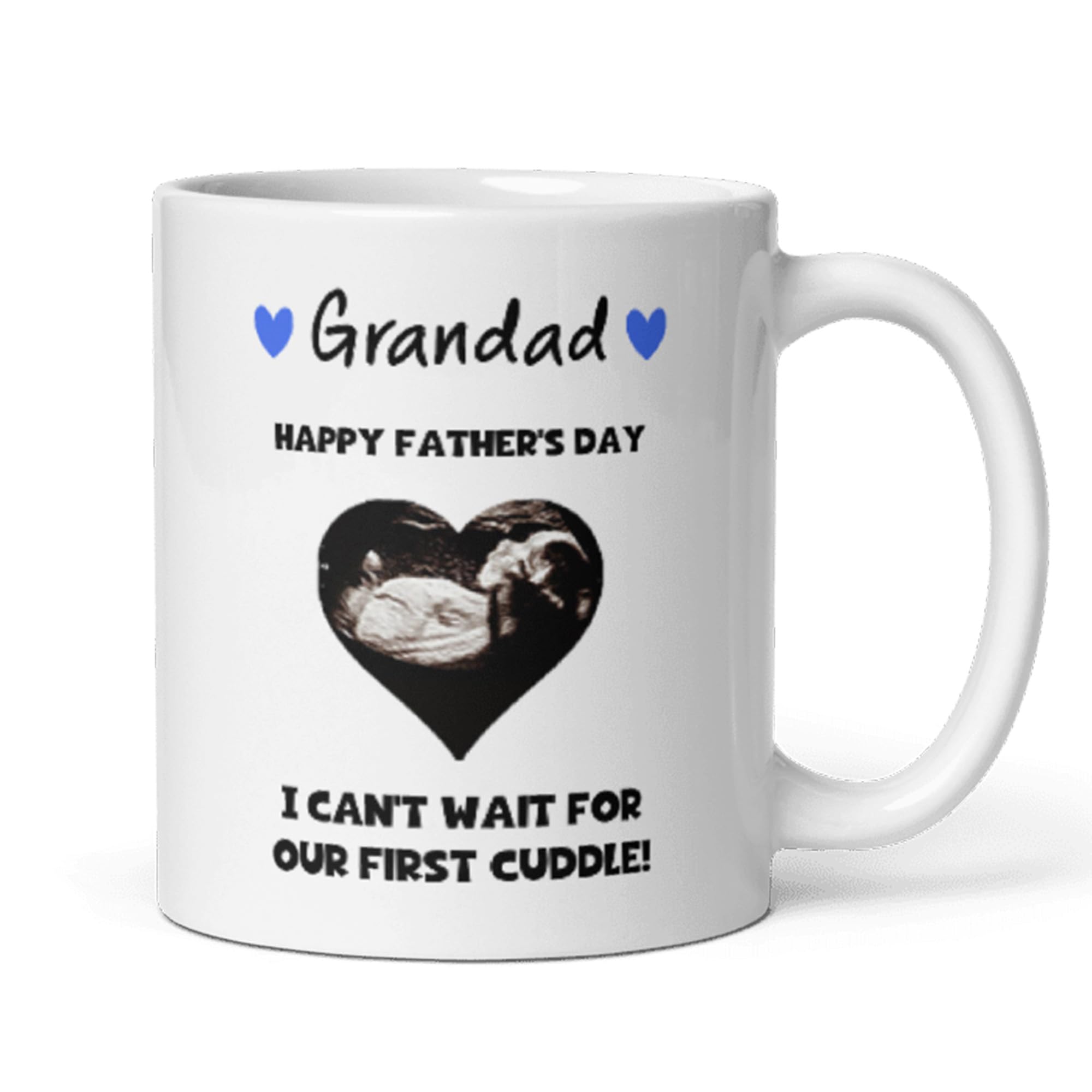 Confidently Quirky - Personalised Grandad Baby Scan Father's Day White Mug, Grandad to Be Father's Day, Gift from Bump to Grandpa, Personalised Baby Scan Gift