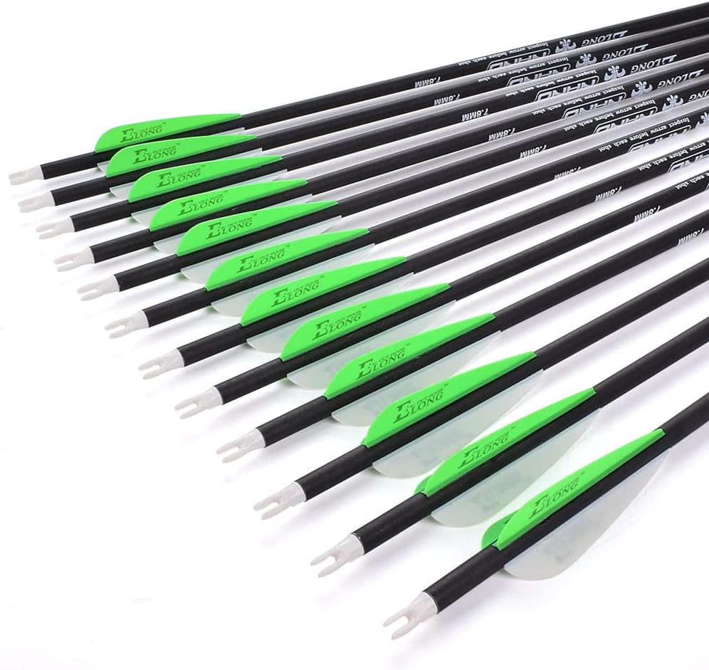 Archery Bow Carbon Arrow Hunting Target Practice Arrows 28 Inch with Removable Tips for Compound & Recurve Bow Spine 500 12PCS Pack : Sports & Outdoors