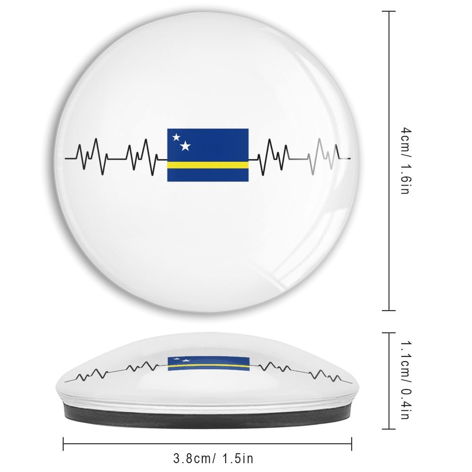 Kühlschrankmagnete, Glas, niedliche Magnete, Heatbeat Curacao-Flagge, starker Magnet, patriotische Flagge, internationale Feiertage, Kühlschrankaufkleber für Büroschränke, Whiteboards, 4