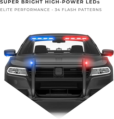 Miniatura 4 de SpeedTech Lights Raptor-X Elite TIR - Barra de luz LED estroboscópica dividida  48 LED 144 W soporte superior para parabrisas con controlador de