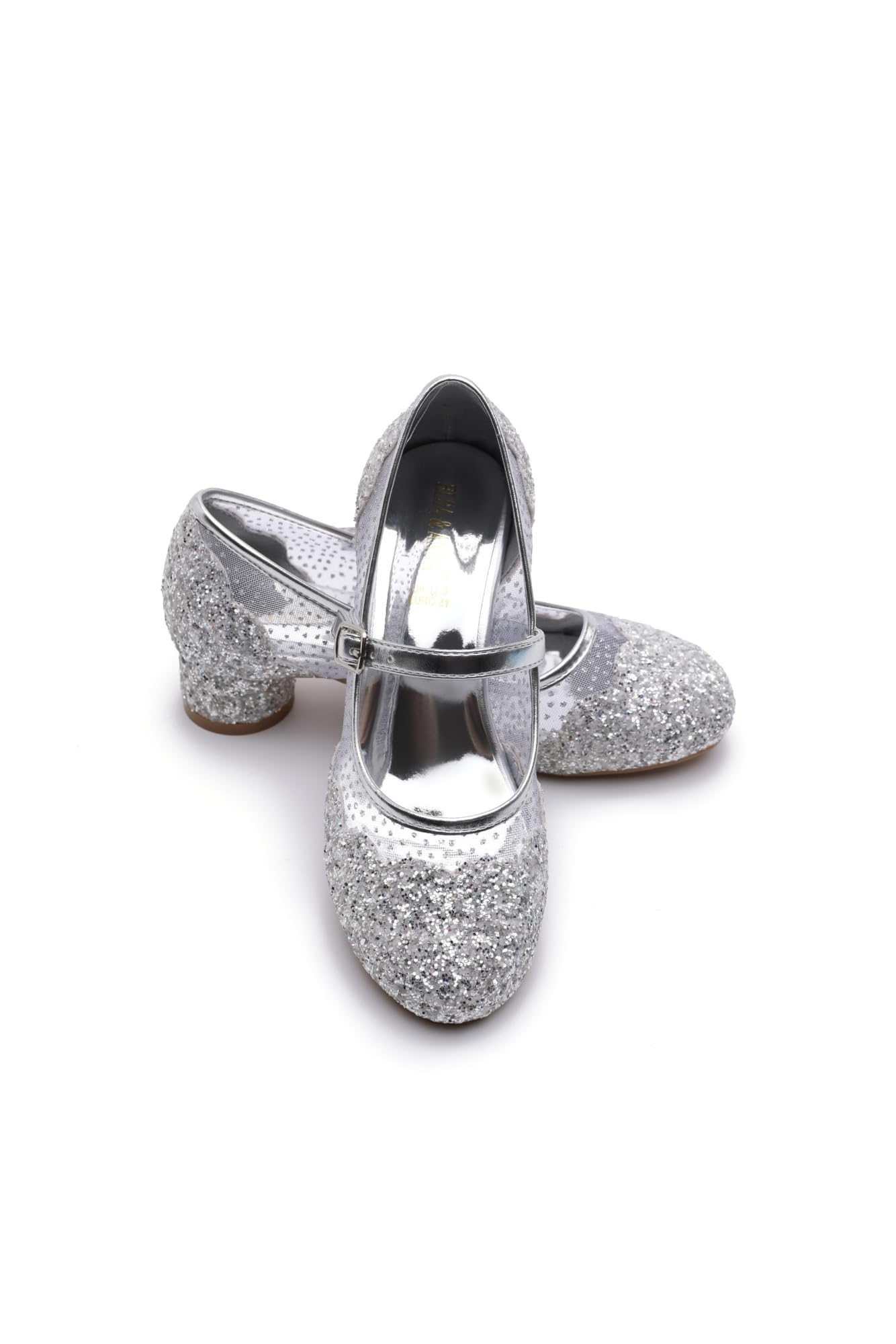 ELSA & ANNA Chaussures de Princesse pour Filles - Talons 3cm - Chaussures Reine des Neige Scintillantes - Argent, Taille 31