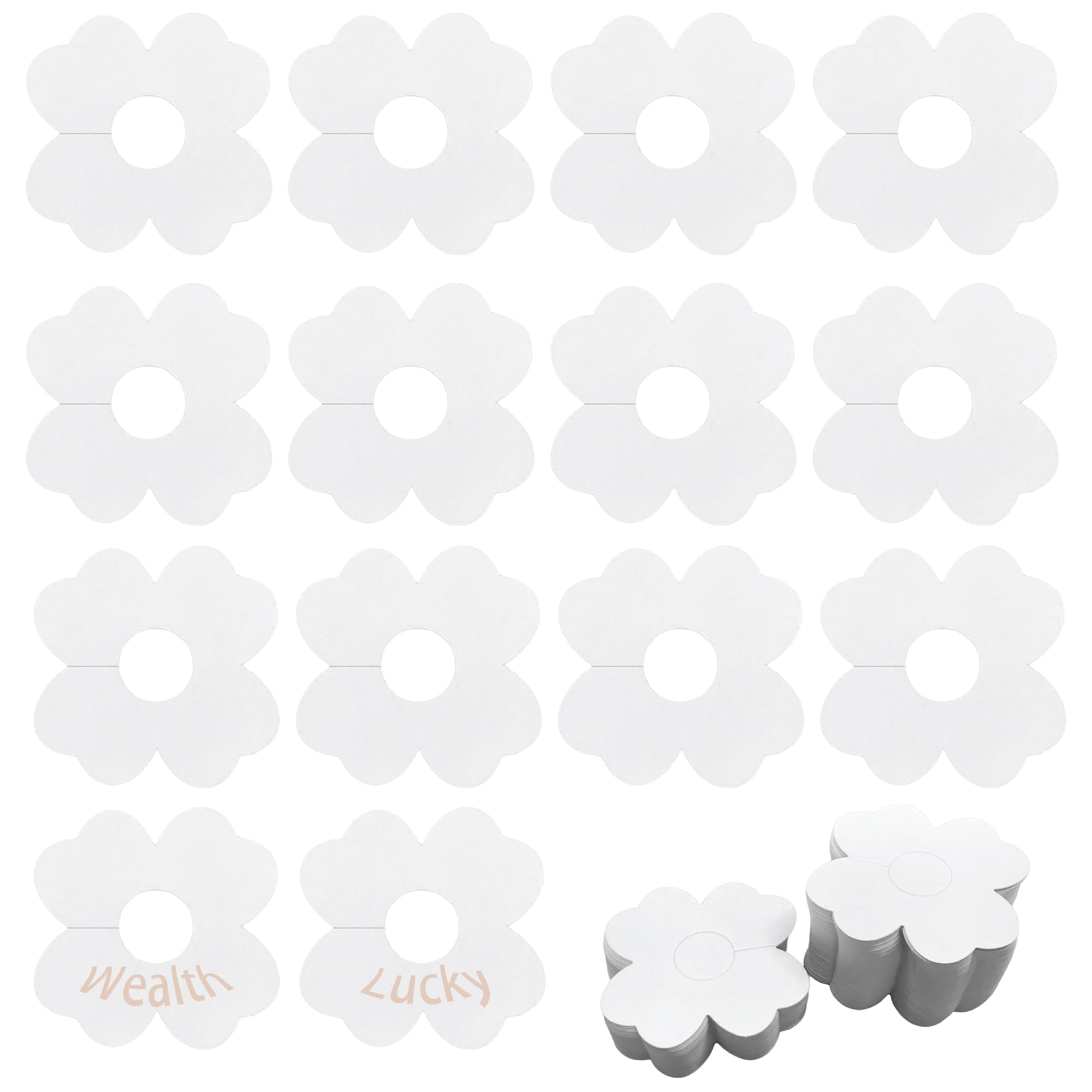 SEABABOO 100 Pieces Paper Wine Glass Markers Four Leaf Clover Blank Labels Wine Charms for Cocktail Champagne Martini Glass Party Guest Identification White