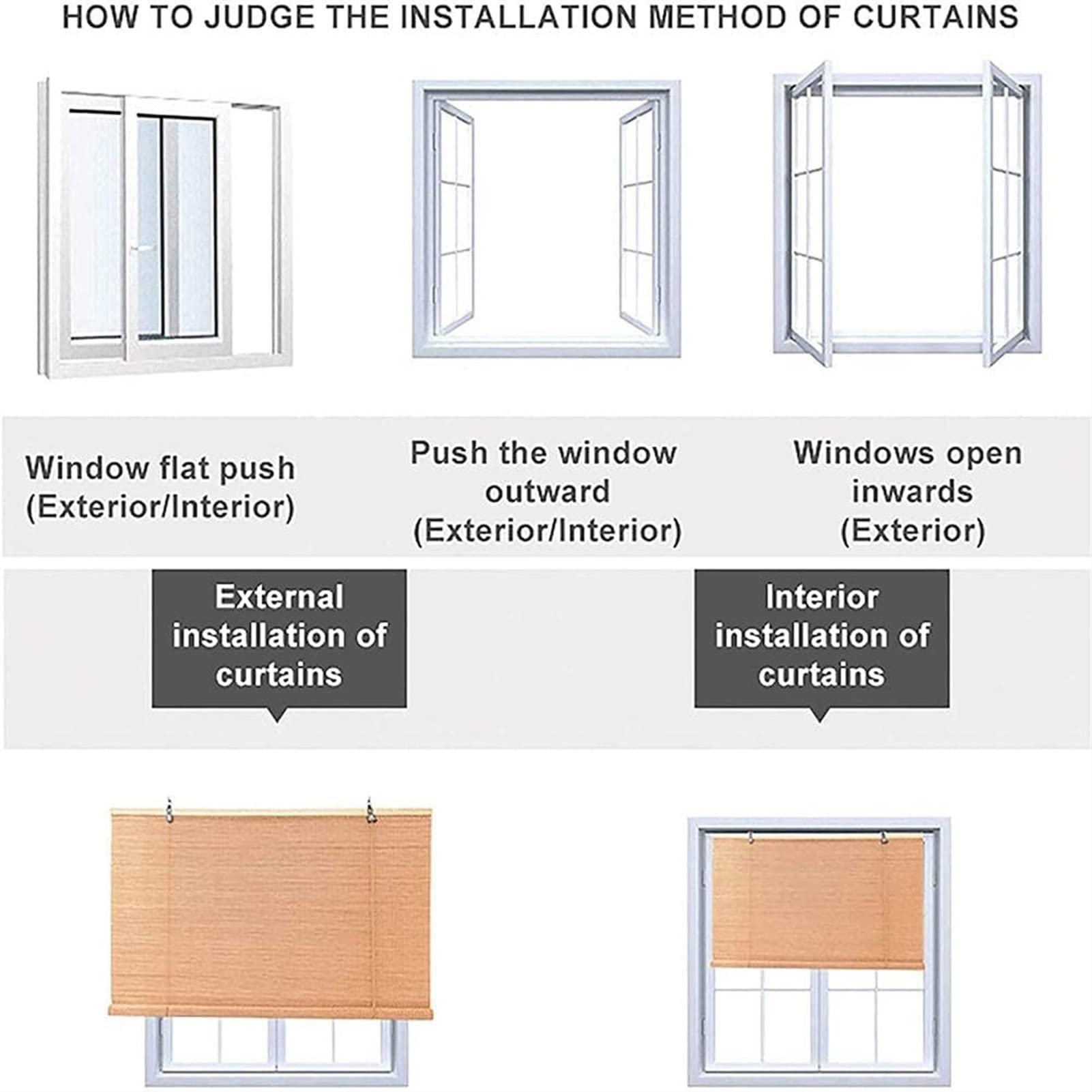 Schwarze Bambus-Jalousien für Terrasse und Innentür, Fenster, Jalousien mit Kordel und Lichtfilterung, UV-Schutz, 50/60/80/100/120 / Breite (Größe: 100 cm x 260 cm) )