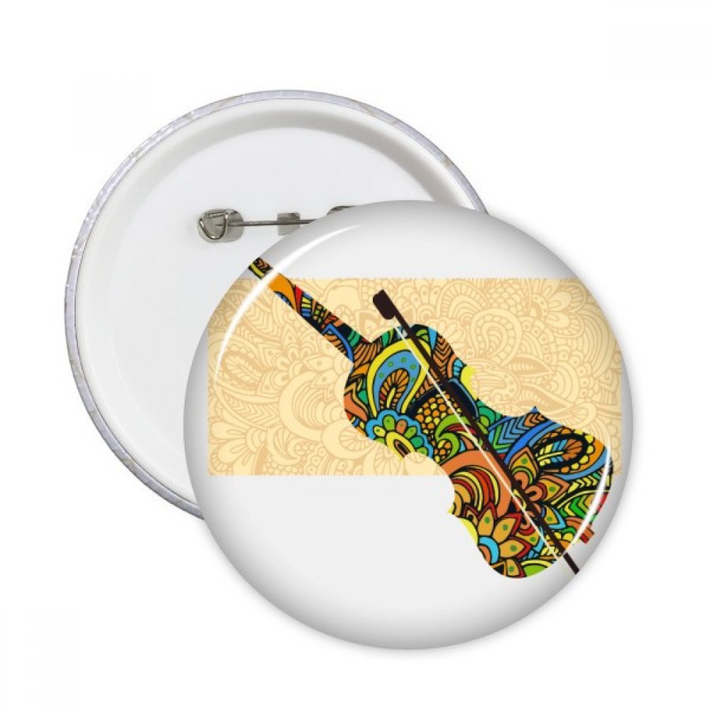 Badge bouton multicolore à motif poster violon rock pour vêtements