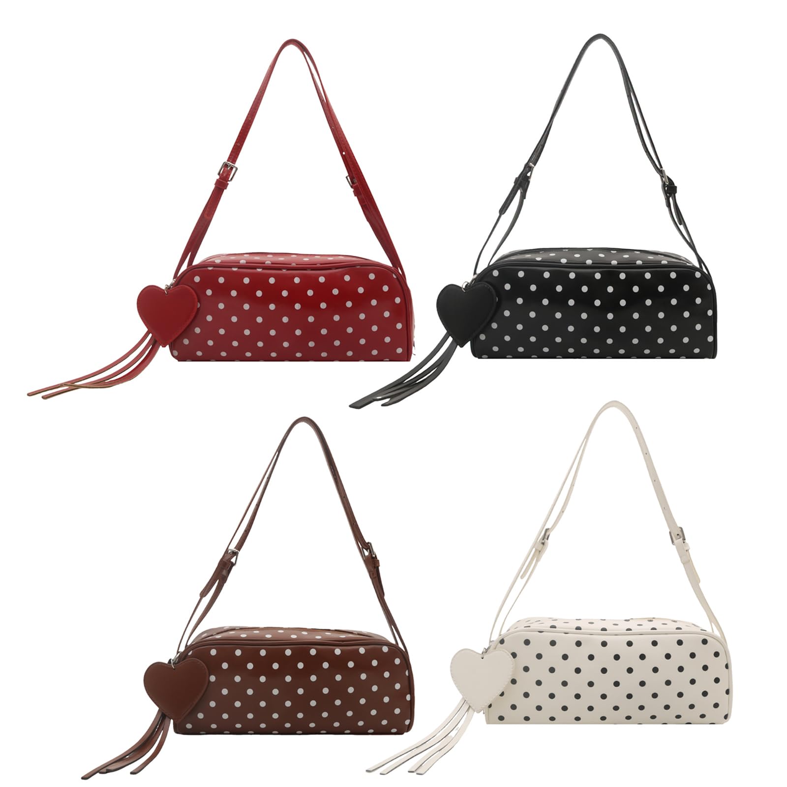 Bolso de piel sintética para mujer, diseño de lunares, correa