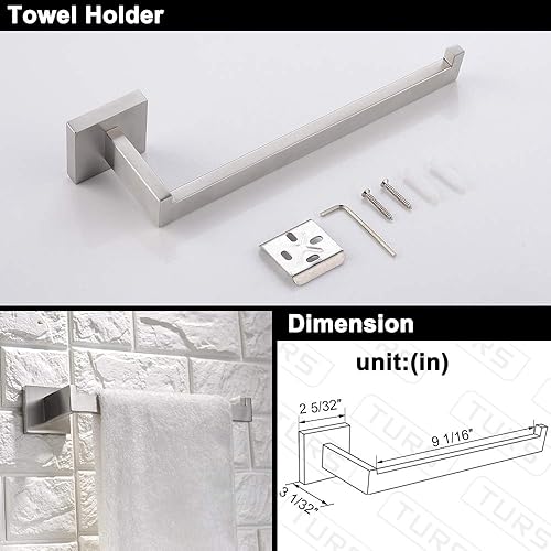 Miniatura 10 de TURS Juego de accesorios de baño de 4 piezas, barra de toalla pulida, montaje en pared, acero inoxidable de alta calidad. Q7CHP4-40CM