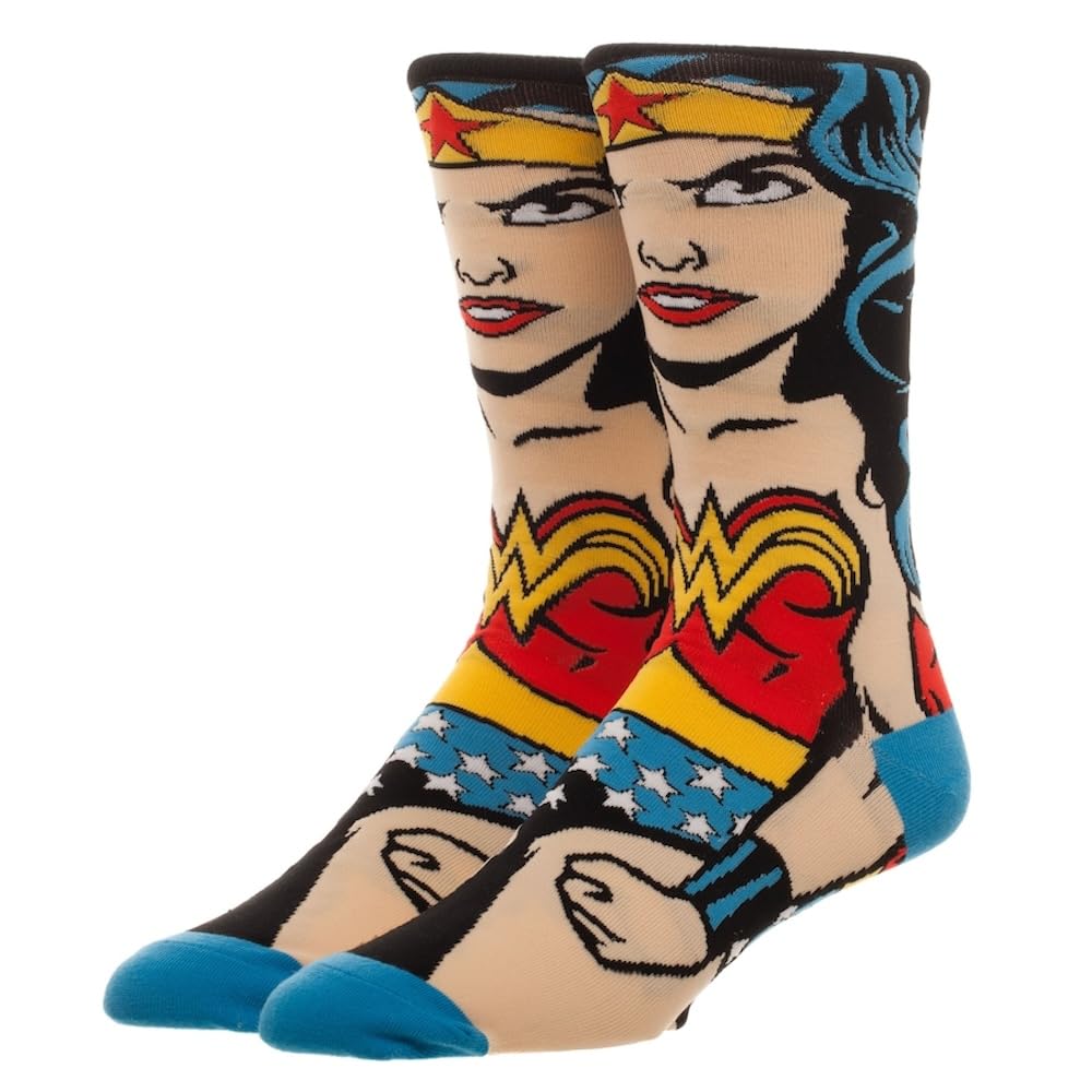 EZB Superhero Character Crew Socks | Gift Idea for Women | Size 4-9 | Wonderwoman