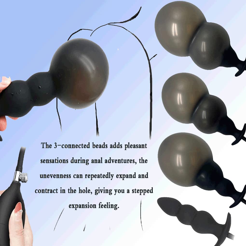 30 cm x 11 cm Anal Plug Anal 3 Perlas Tapón Anal Hinchable Boca Globo con Bomba Silicona Juguete Sexual Consolador para parejas/hombres/mujeres