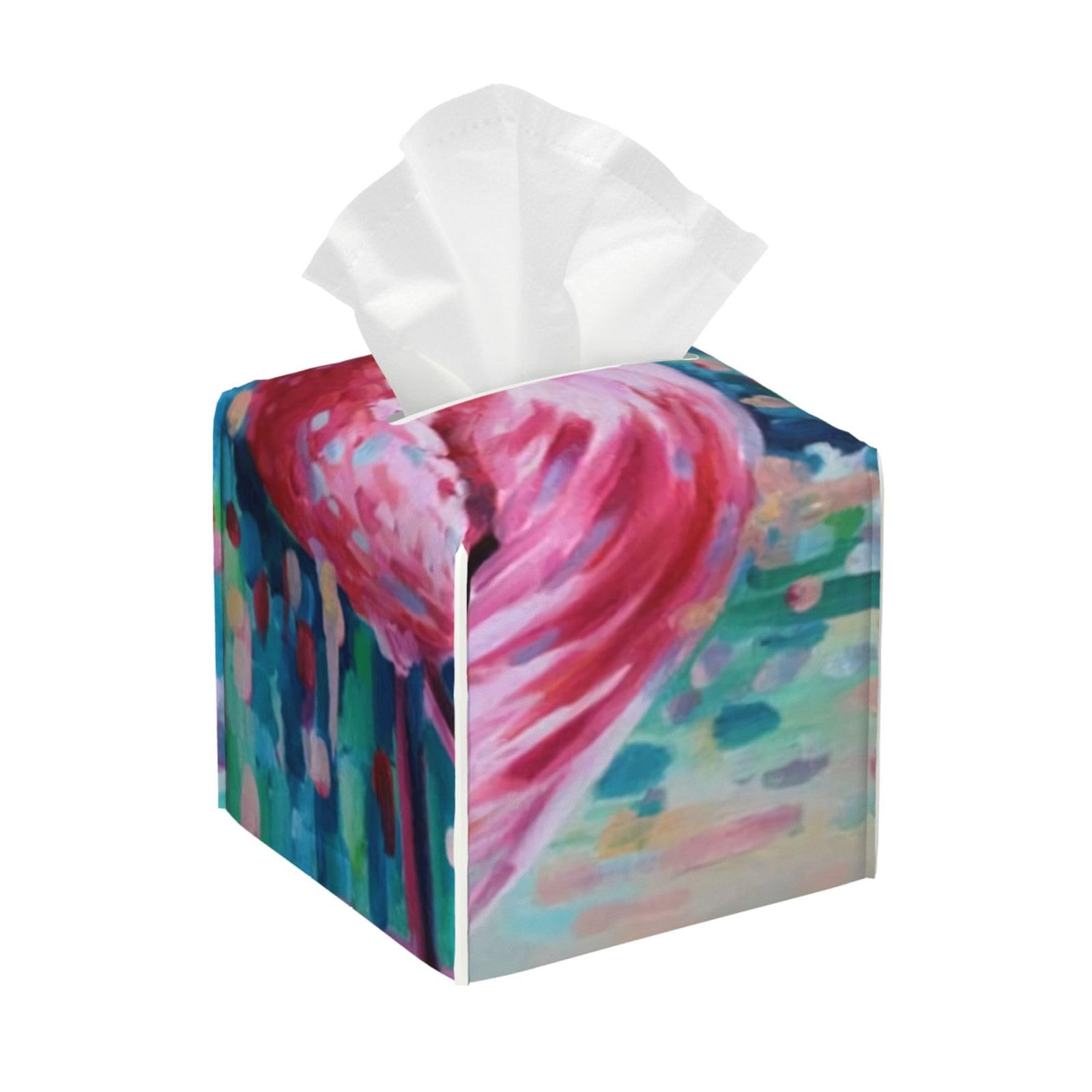 Colorful Flamingo PVC Cube Tissue Pack for Home Office Bathroom Use