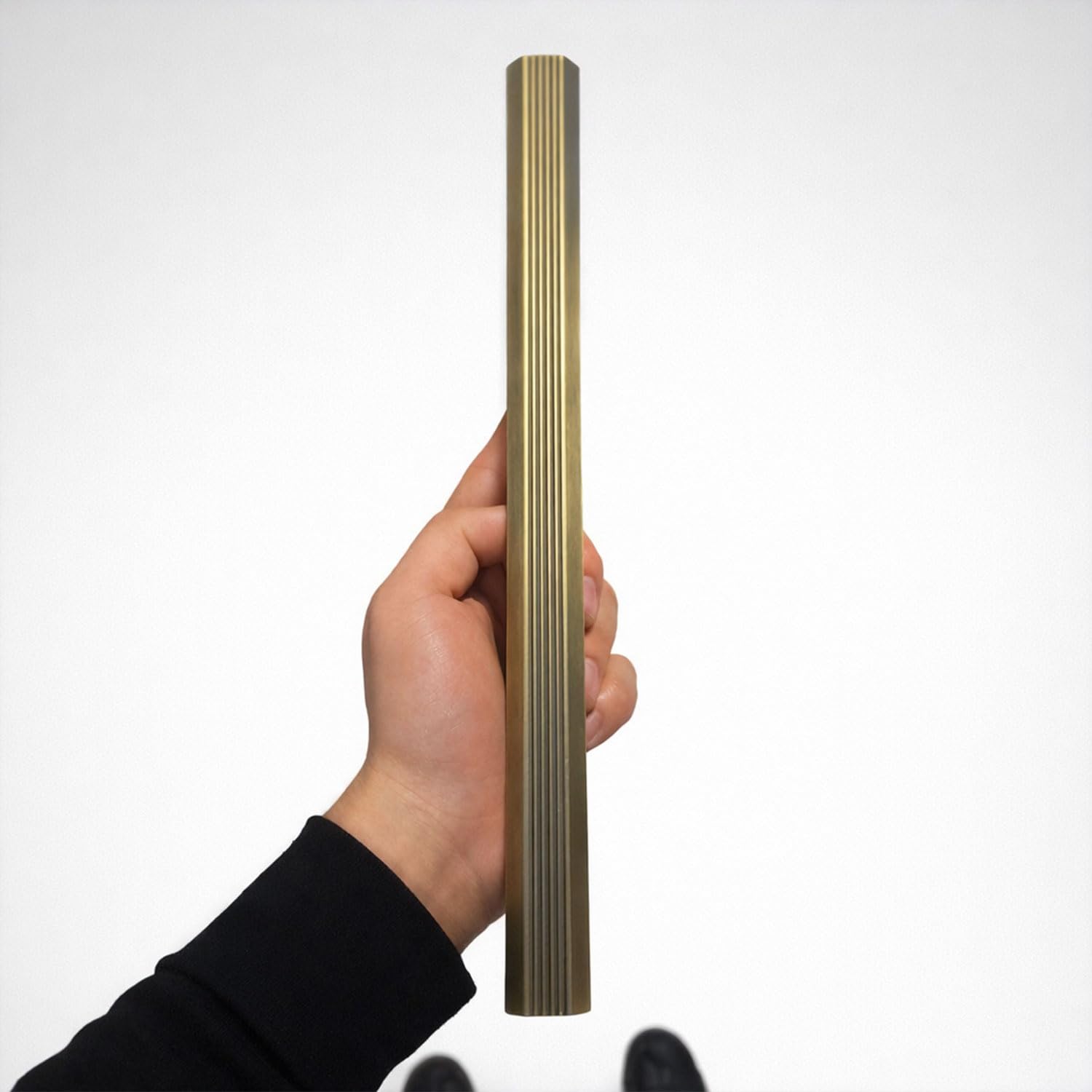 Toros Çizgili Soft Antik Sarı 320 mm Metal Kaplama Çekmece Dolap Kulp Modern Tasarım