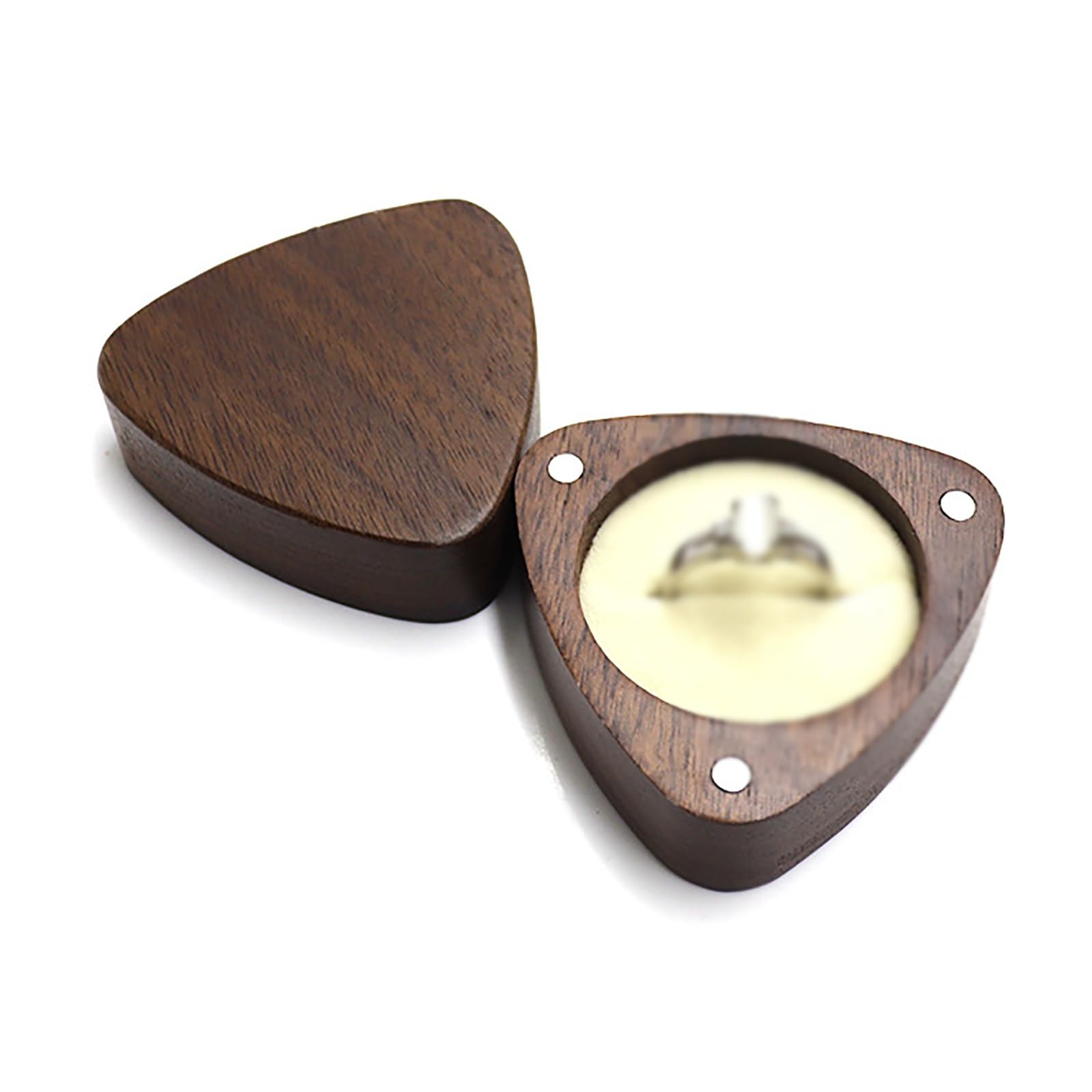 DUMRALBQE Wooden Ring Box Creative Wooden Storage Box Pair Ring for Storage and Placement(Beige)