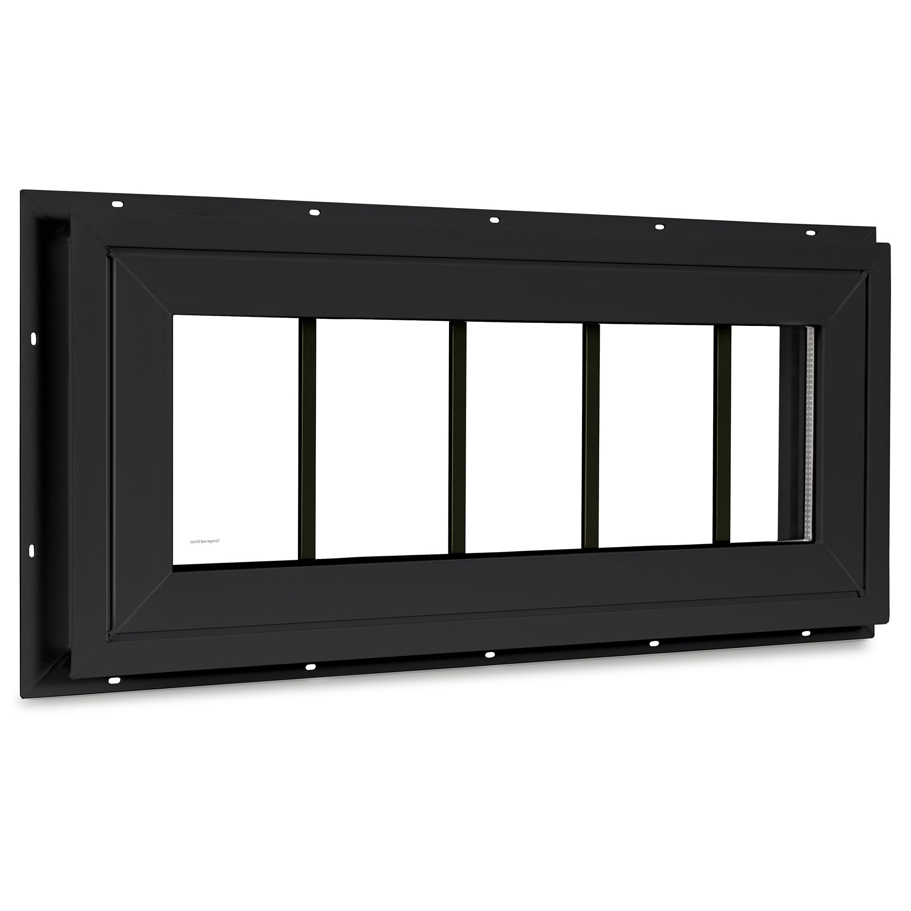 Finestra di poppa in vinile, 25,4 x 73,7 cm, doppia finestra, fissa con griglie e vetro temperato per casa, sopra porte, garage, corridoi (nero)
