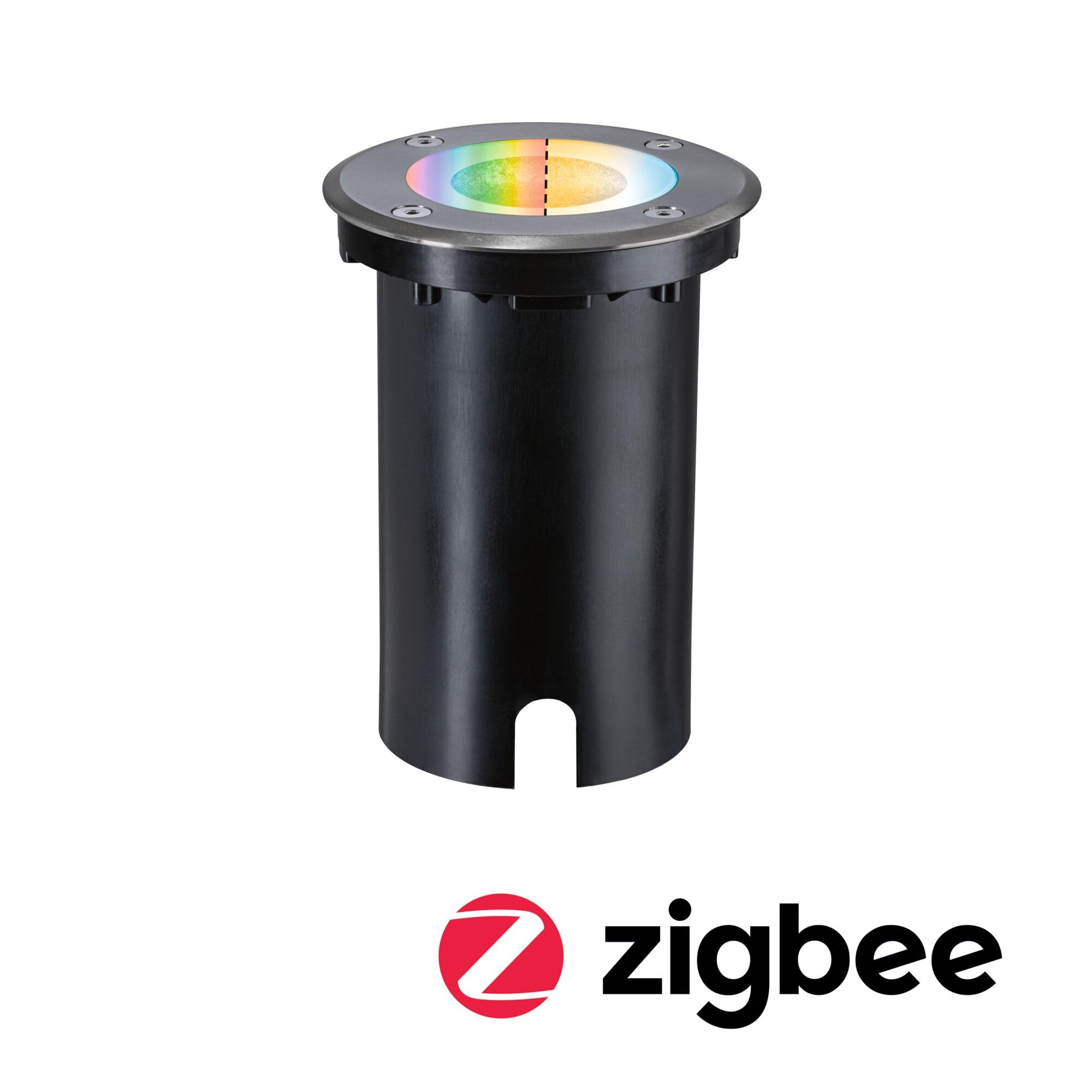 Paulmann 94845 LED Außenleuchte Bodeneinbauleuchte Smart Home Zigbee Floor IP67 rund 110mm RGBW+ 4,9W 300lm 230V Eisen gebürstet Außenleuchte
