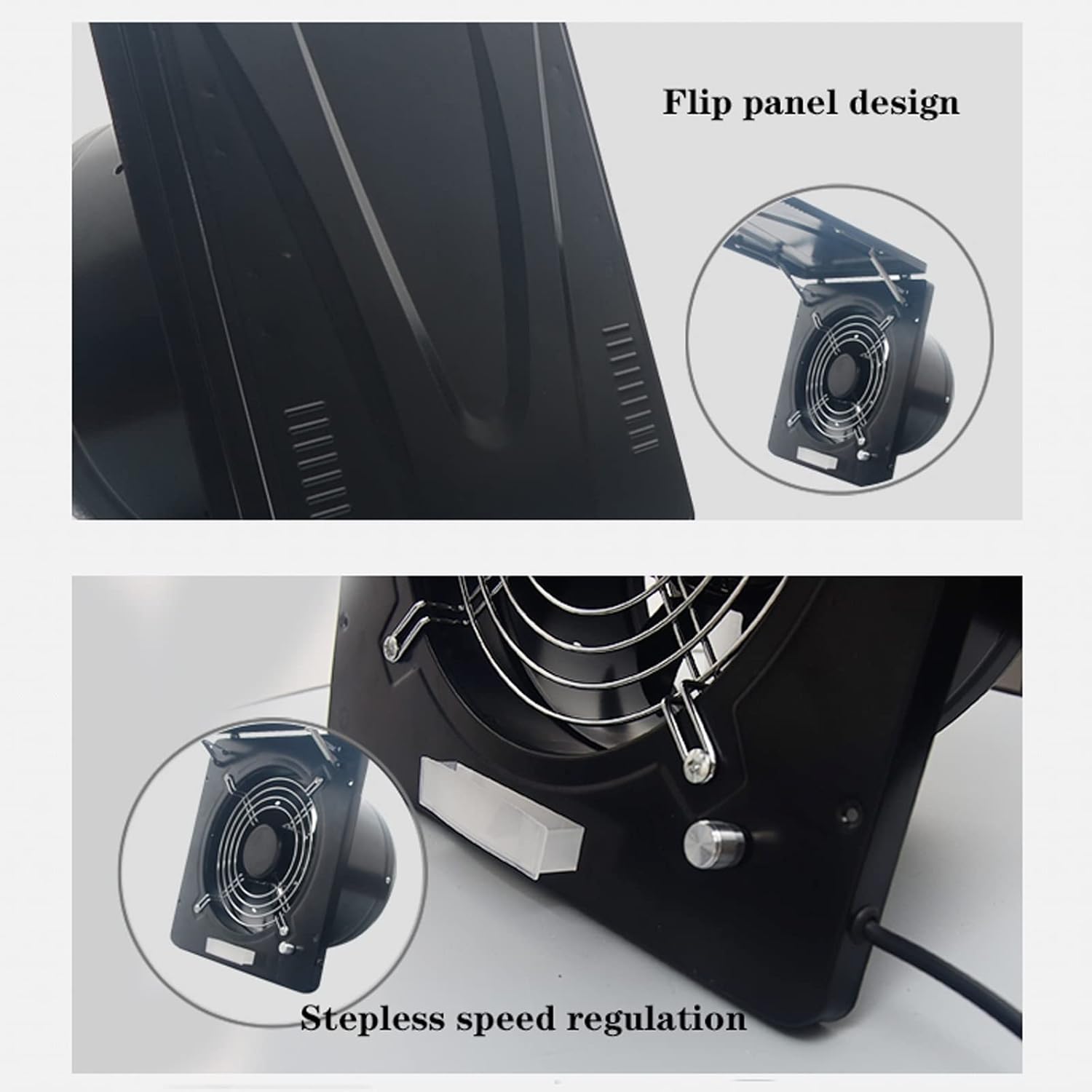 Ventilation Fan 10" Clamshell Ventilation Fan Household Kitchen Fume Exhaust Fan High-Power Range Hood with Cover, Stepless Speed Regulation, Black, 100W, 1218CFM ventilating Fan