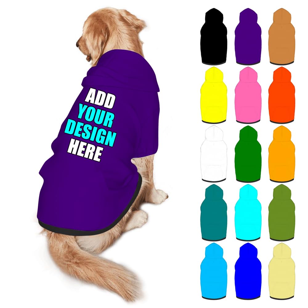 Mynvzrk Personalized Dog Hoodie Customized with Name Photo Pet Warm Sweater Hoodie for Medium Large Dogs & Cat Puppy, Indigo, S