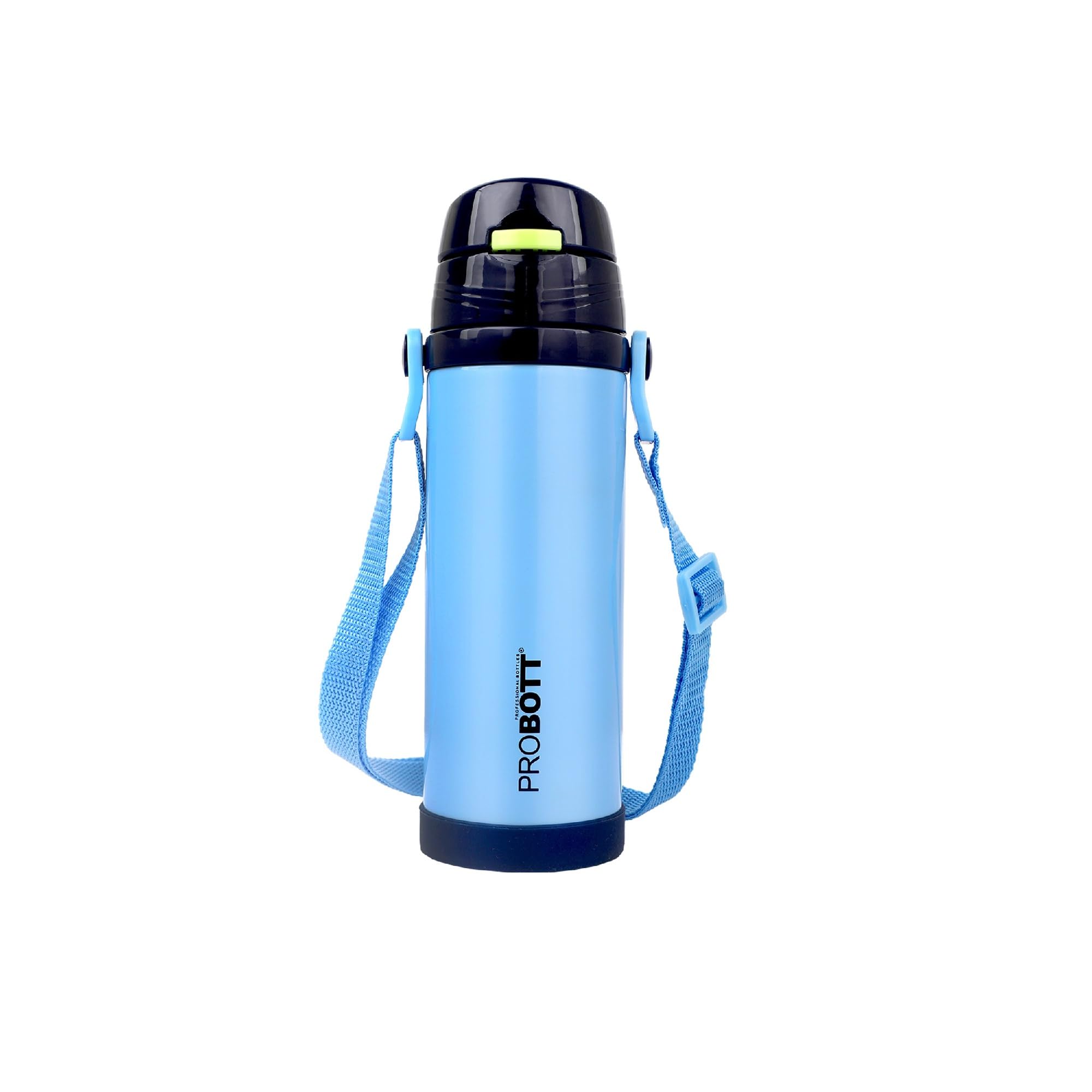 Probott Tom 350ml Stainless Steel Hot & Cold Water Bottle for 3-5yrs Old Kids, Blue | Double Walled Vacuum Flask | Sipper Bottle with Straw & Strap | Perfect for Toddlers | Leakproof