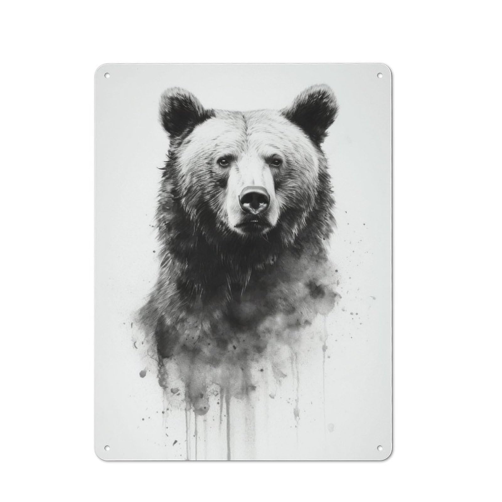 Junmoney Bear Artwork For Lounge Or Reading Corner, Vintage Metal Sign 40X30cm, For Cooler-Season Styling In Lounge And Reading Corner
