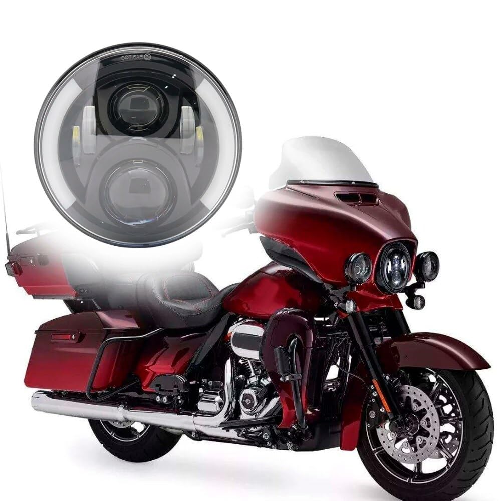 Phare LED Moto H4 7 Pouces - Compatible BMW R1200 R, Nine T (2014-2016), Softail, Touring. Installation Plug-and-play, Lumière Blanche Puissante, Amélioration Visibilité Et Sécurité.