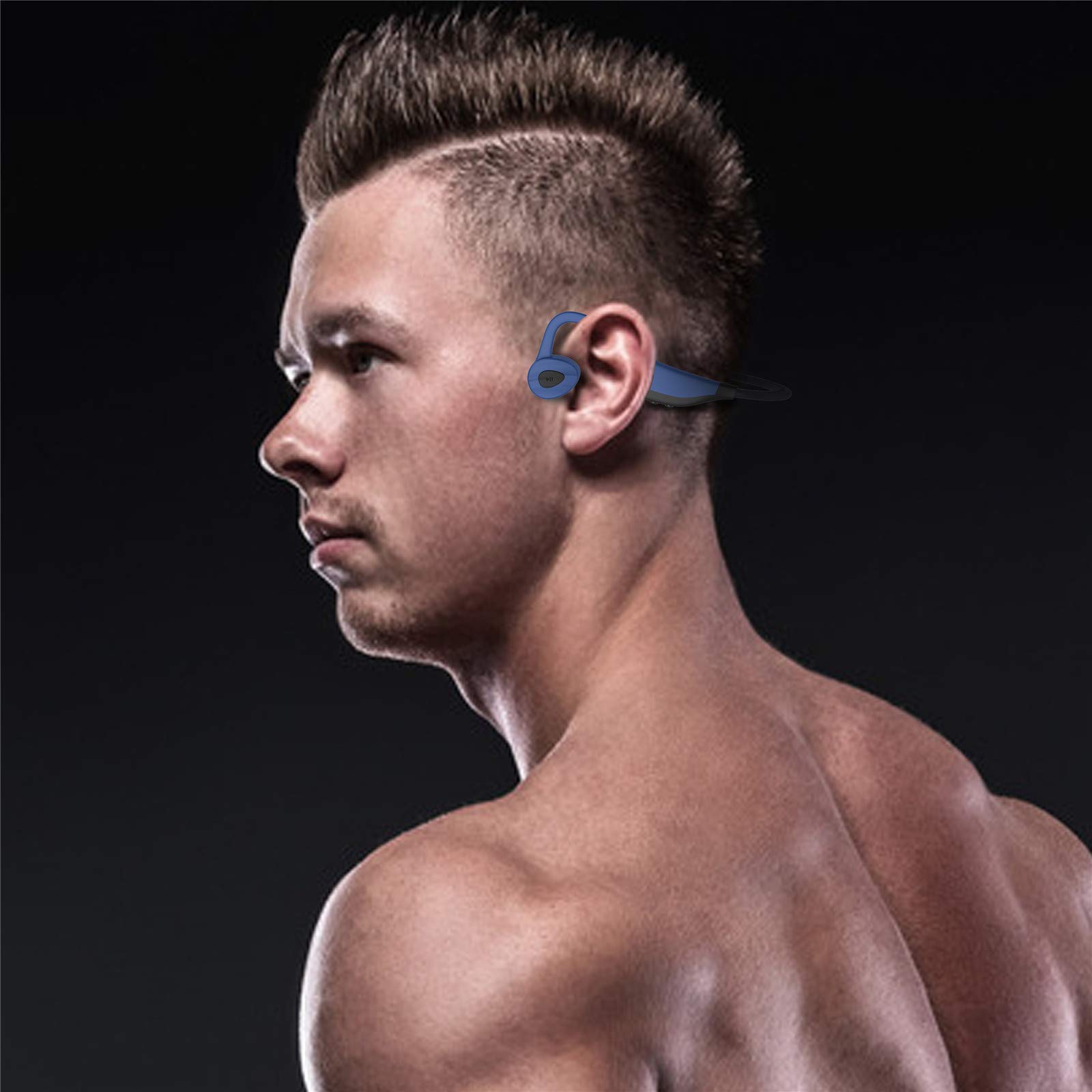Cuffia a conduzione ossea 2 in 1 16 GB lettore MP3 Bluetooth 5.0 auricolare k7 per salute vita impermeabile corsa fitness sport auricolare (blu)