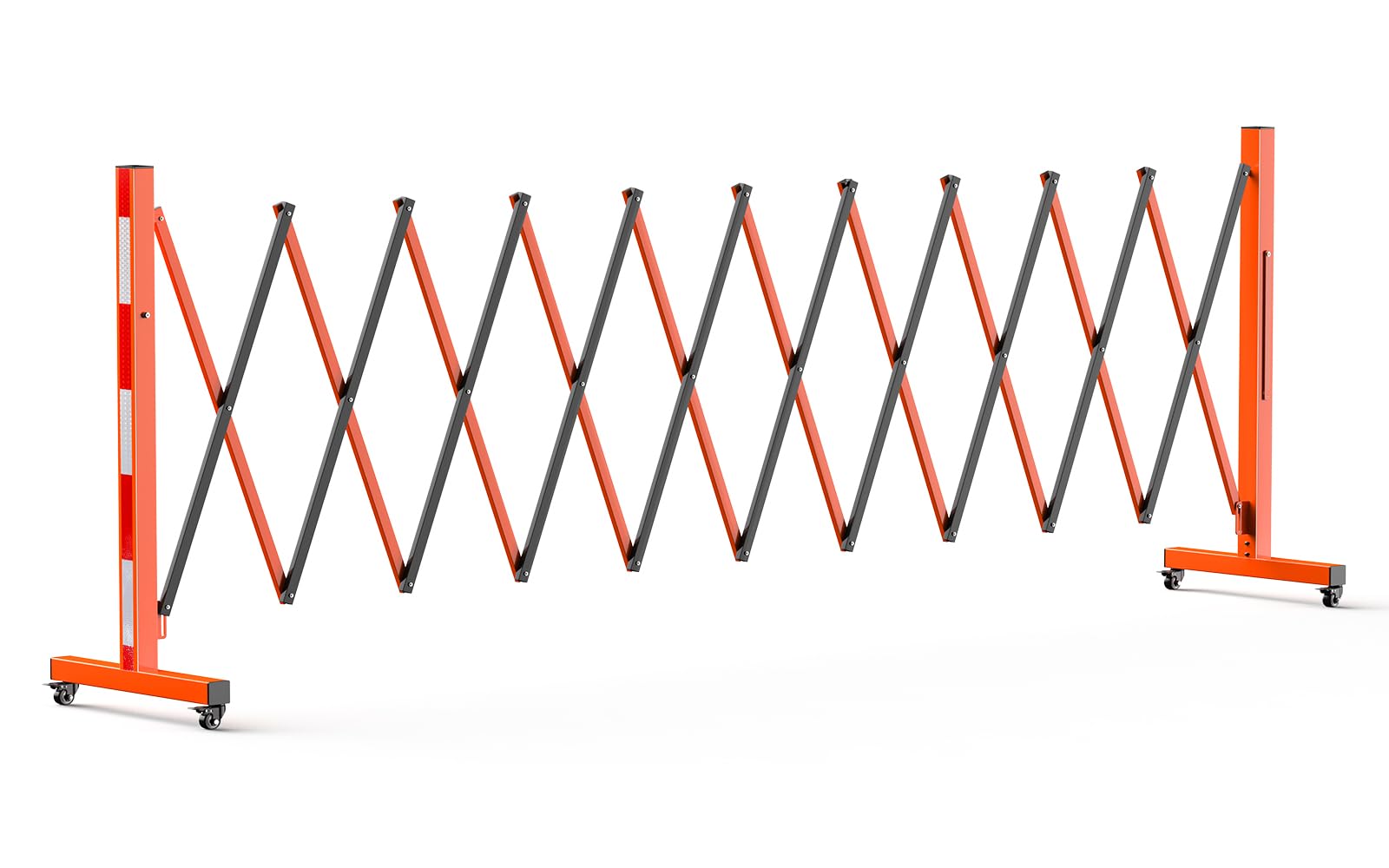 Ausziehbare Metall Absperrung 2.7m, Faltbares Sicherheitsgitter Aus Stahl Mit Rollen, Mobile Scherengitter Absperrbarriere Für Industrie, Lager, Baustelle Und Außenbereich, Schwarz Orange
