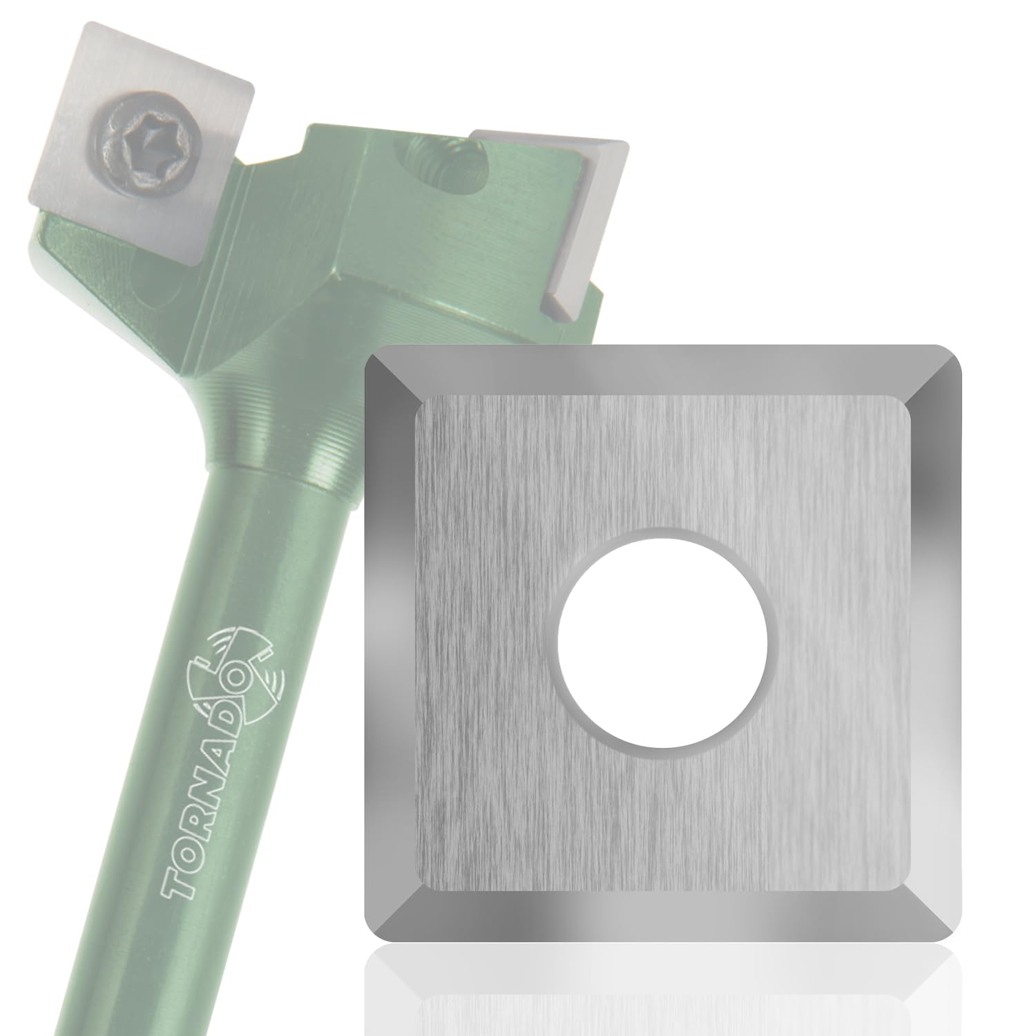 Fraiser coltellini/inserti reversibili di ricambio compatibili con frese per spianare tipo Tornado - in metallo duro HM (widia) - confezione da 10 pezzi (HM Raggiati, 10,5x10,5 mm)