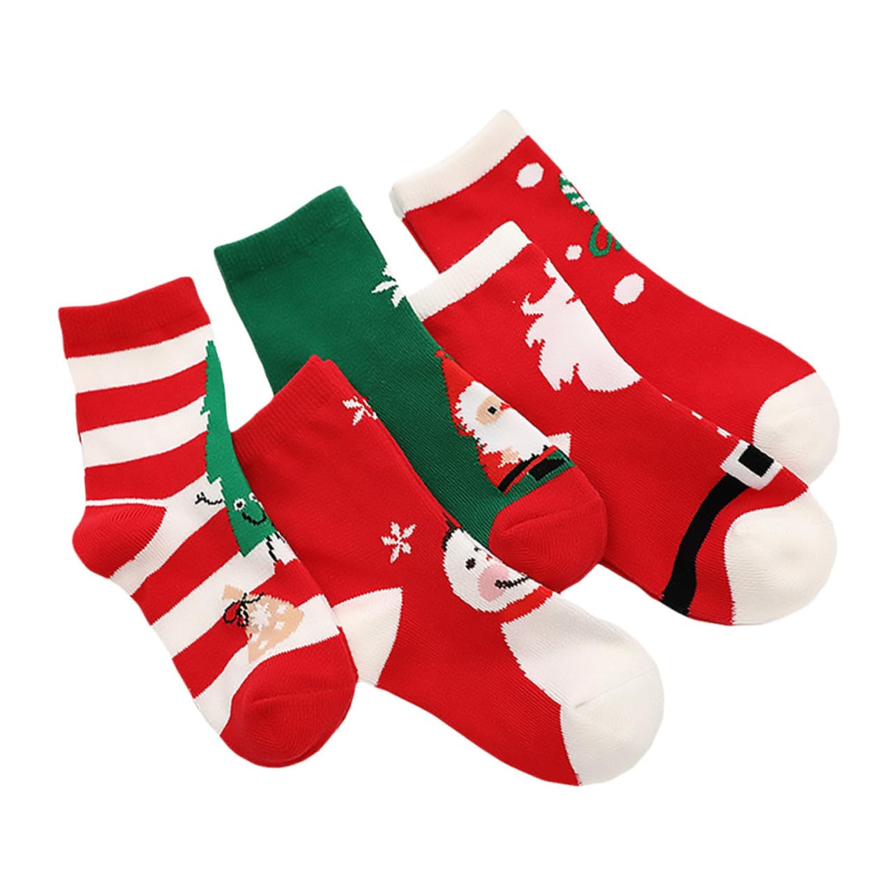 5paia Calze di Natale Calde Calze Medie Cotone Cartoni Animati Adatte per Autunno e Inverno