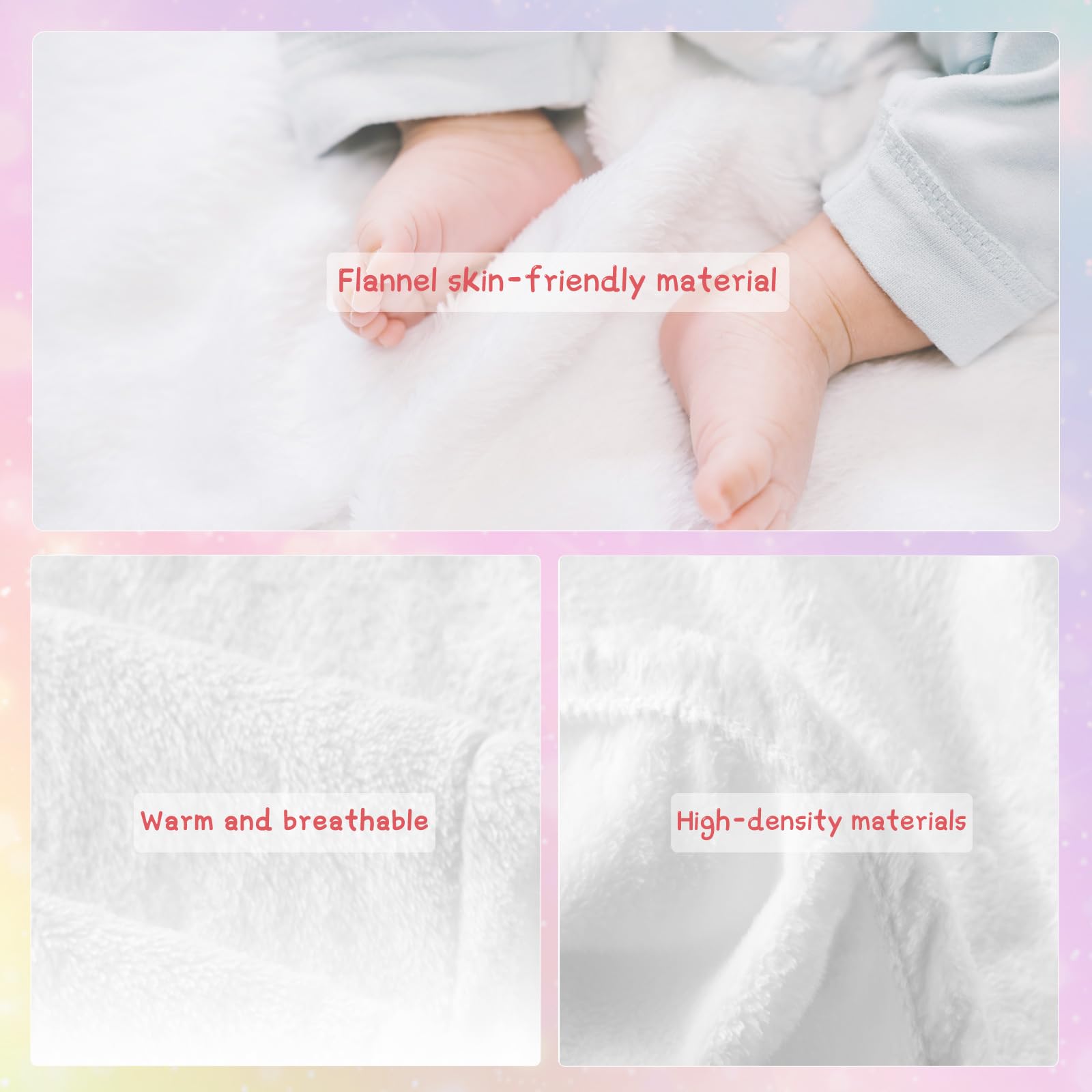 FEELJAM Coperta a forma di unicorno, in morbida flanella, per bambini, in microfibra, 150 x 200 cm, multicolore #2