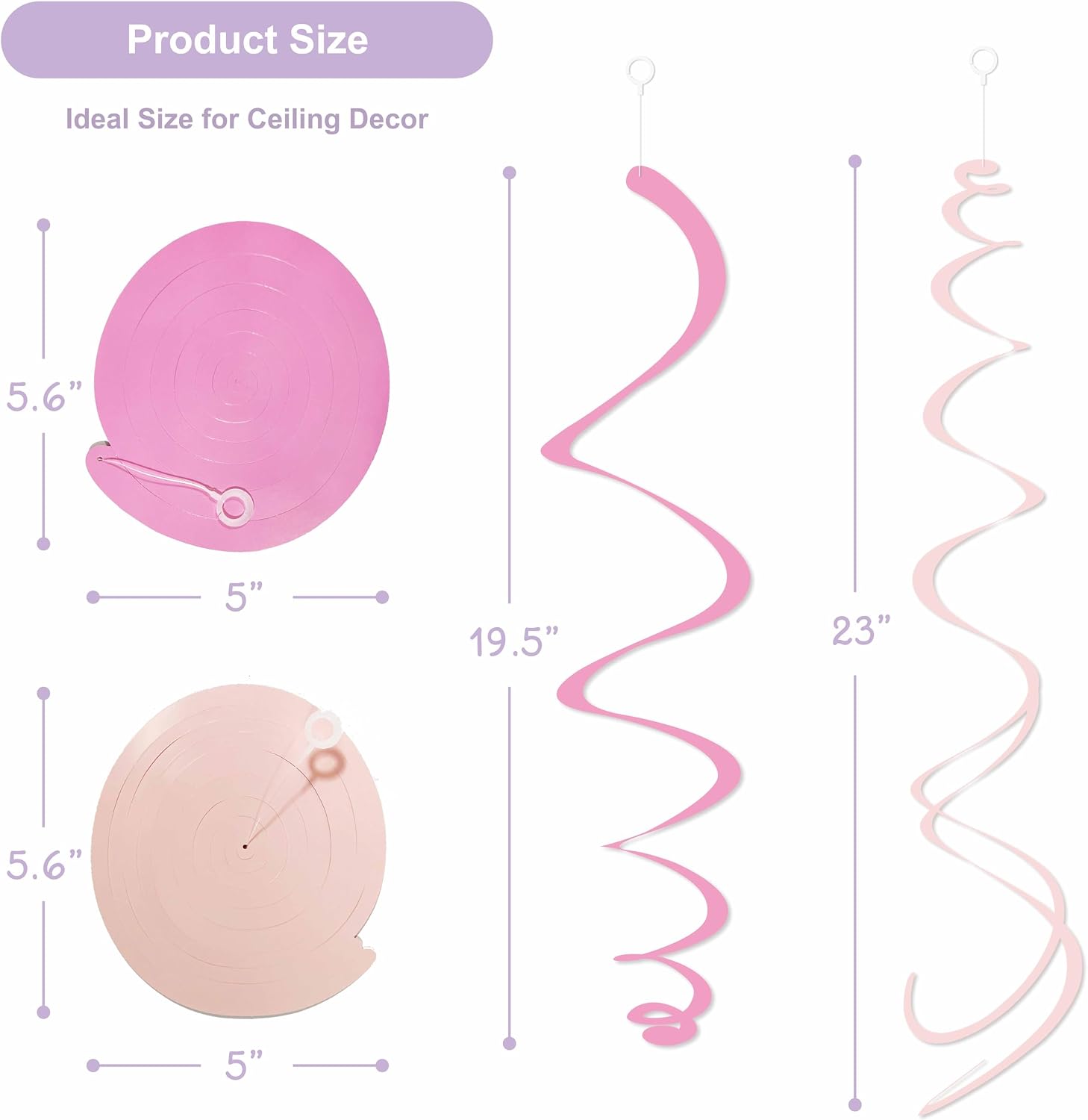 HonuGoGo 48PCS Pastel Paper Swirl Decorations Hanging Ceiling Streamers for Birthday, Spring, Bridal, Gender Reveal, Wedding, or Everyday Party Decor