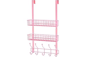 Kawaii Over-Door Hanger with Mesh Basket and Detachable Shelf