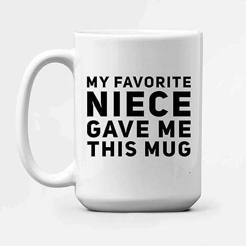 Miniatura 6 de Panvola Taza de cerámica divertida con texto en inglés My Favorite Niece Gave Me This (color blanco, 15 onzas)