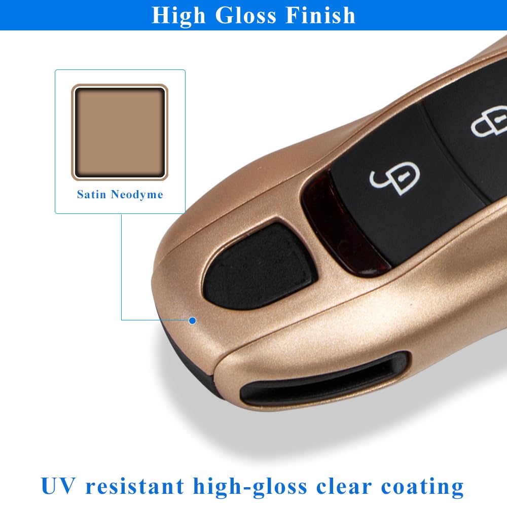 AeroBon Gold Painted Key Cover Compatible with Porsche Key Fob Shell Replacement
