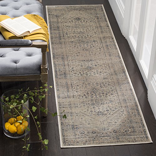 Safavieh Vintage Collection Runner Rug - 2'2" X 8', Stone & Blue, Oriental Medallion Distressed Viscose Design, Ideal For High Traffic Areas In Living Room, Bedroom (Vtg123-7442) #TOP16