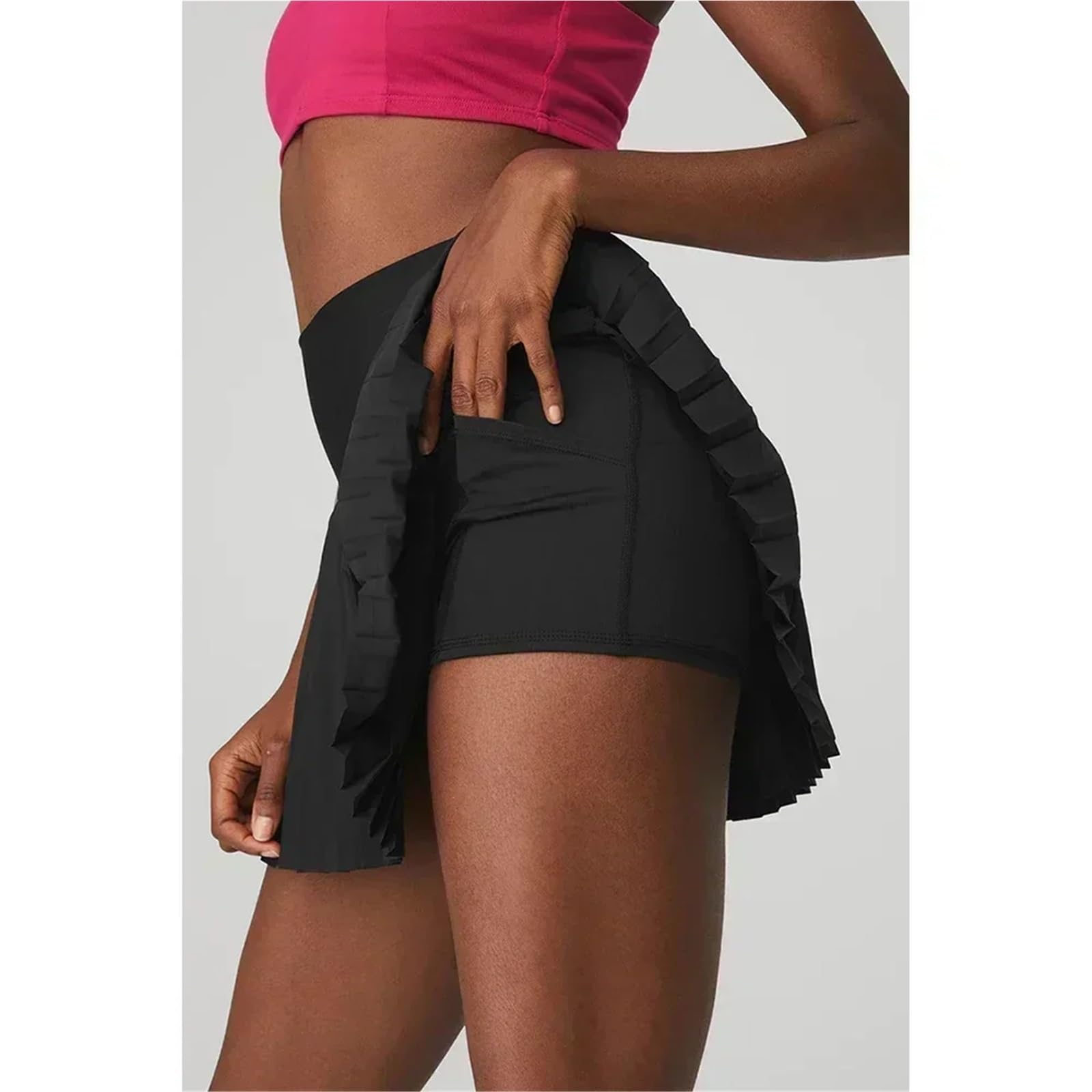 Tennisrock Yoga Damenkleid Anti-Glanz-Kleid Atmungsaktiver Rock Plissee-Golfrock V-förmiger Yoga-Rock