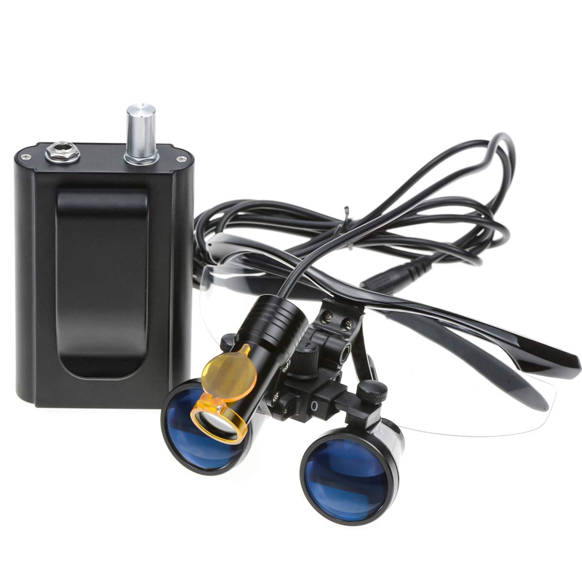 Mike Dental 008 Loupes jumelles chirurgicales Noir 2,5 x 420 mm + lampe frontale LED portable 5 W avec clip lampe frontale avec filtre + boîte en aluminium
