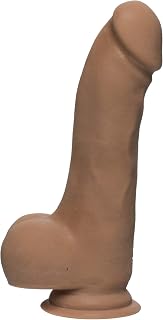 Doc Johnson The D Master D With Balls - Ultraskyn 7.5" Long and 2" Wide Strong Suction Cup Base O-ring Harness Compatible Dildo, Caramel, 1 Count