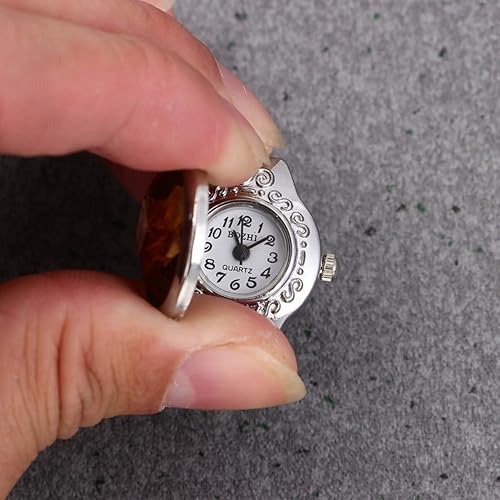 Vista 7 de ULTECHNOVO Reloj de dedo para hombre y mujer, con forma de reloj ovalado, anillo de cuarzo exquisito