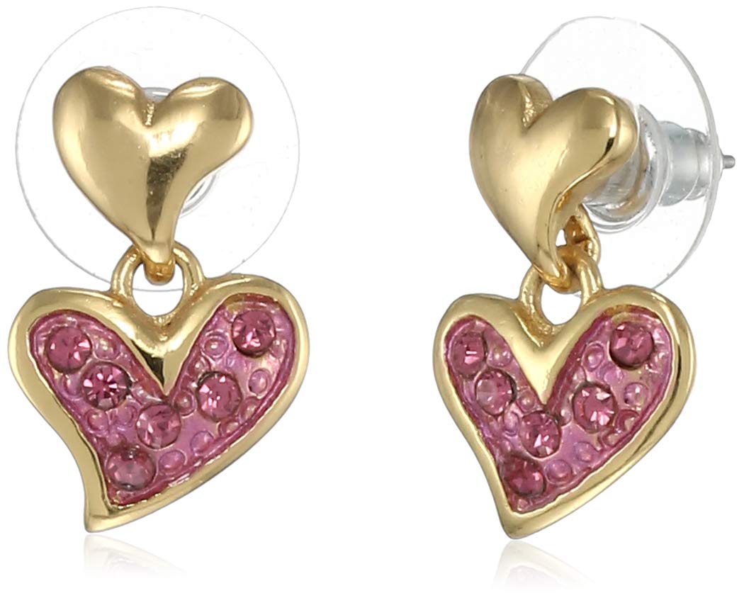 Estele Rhodium Plated Pink Hanging Heart Charm Drop Earrings For Girls (B08D7PTDR8) Amazon Price History, Amazon Price Tracker