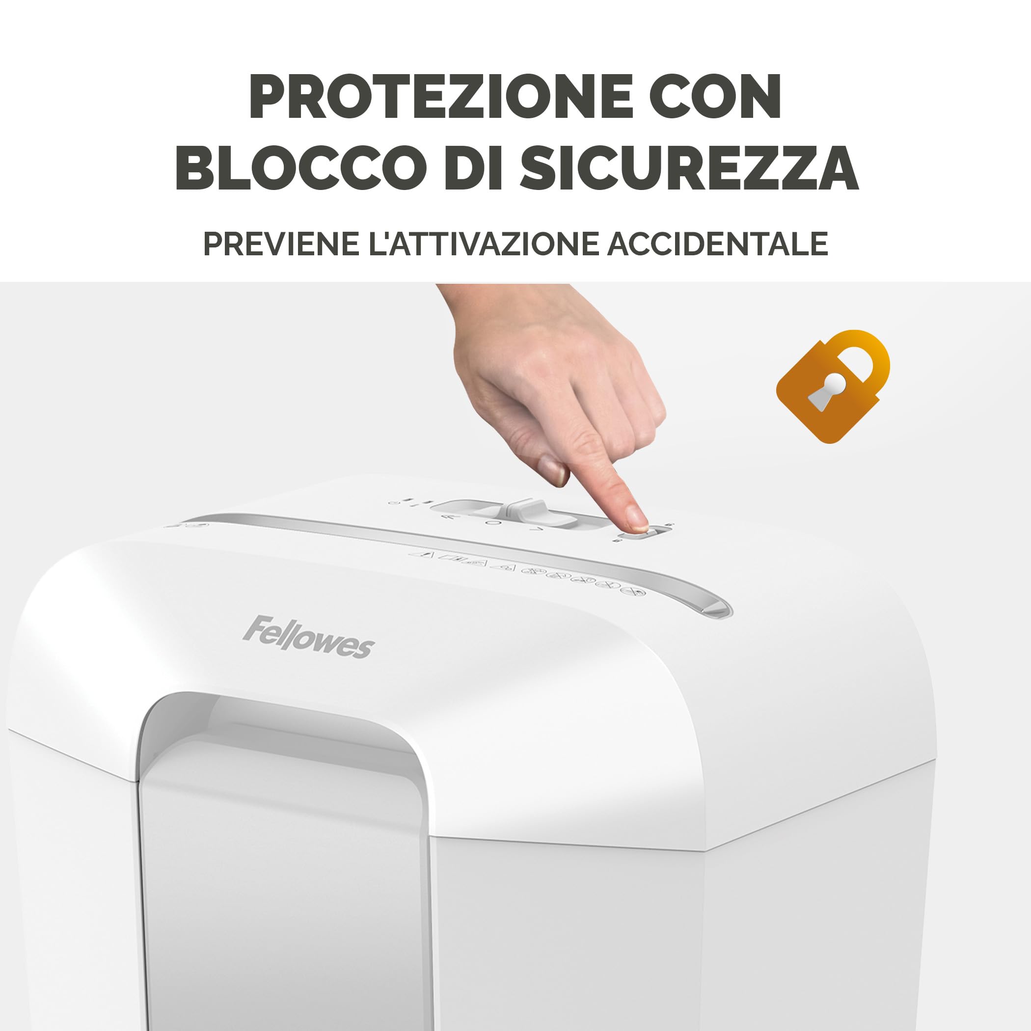 Fellowes distruggi documenti a frammento LX70, 11 fogli, per casa e piccolo ufficio, uso personale, cestino da 18 litri, distruggidocumenti con blocco di sicurezza, bianco